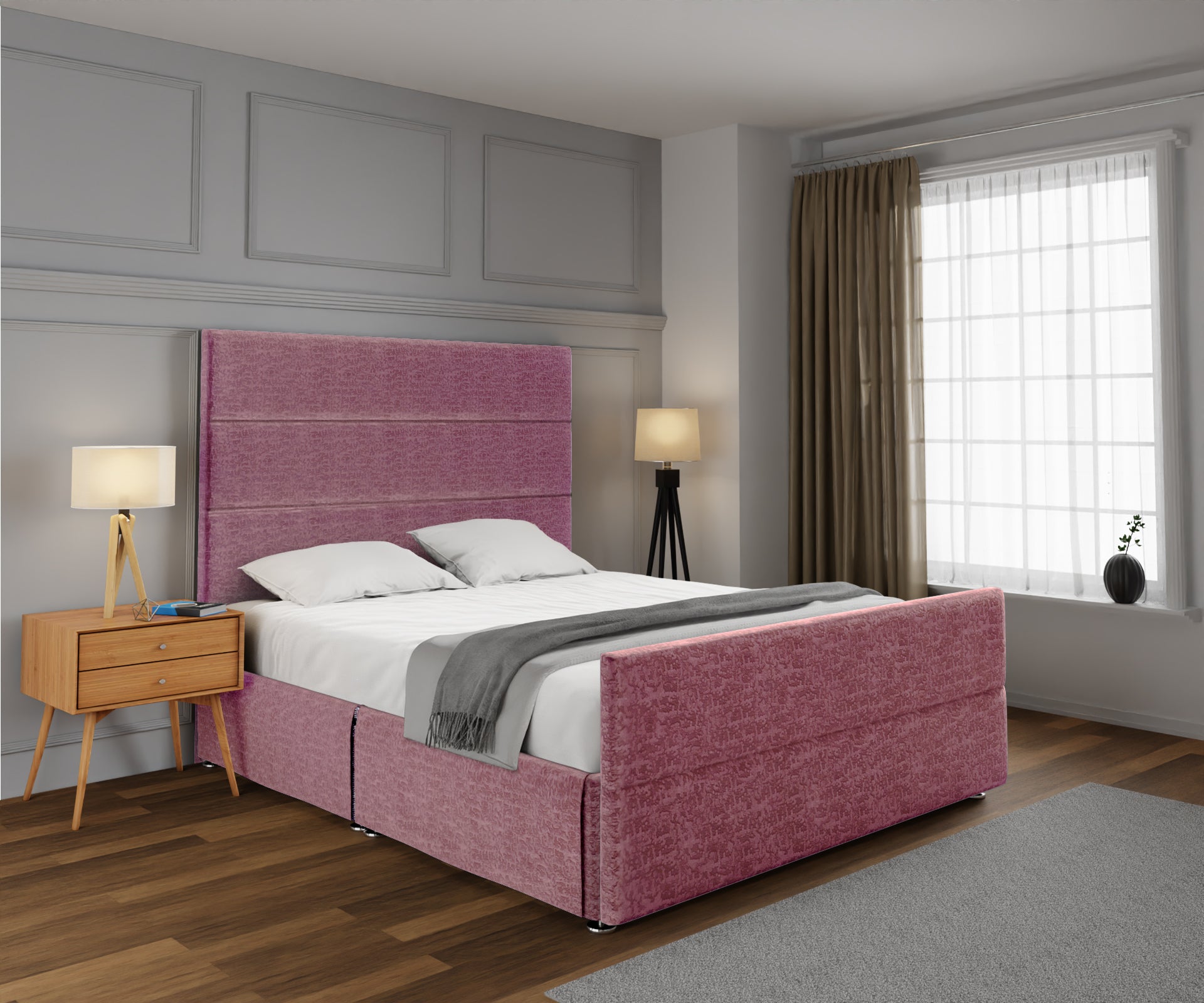 Ava Open Storage Divan Bed Set With Footboard