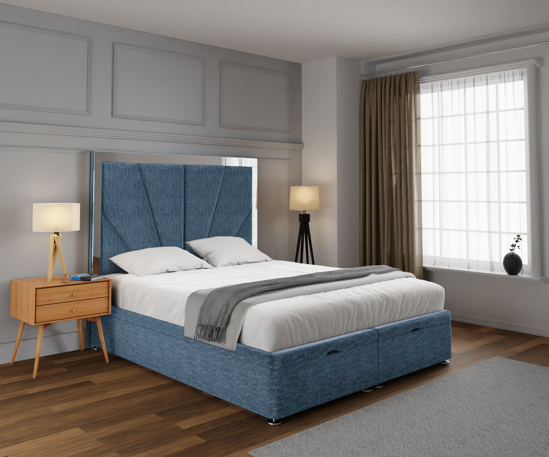 Chelsea Horizon Mirrored Ottoman Storage Divan Bed Set