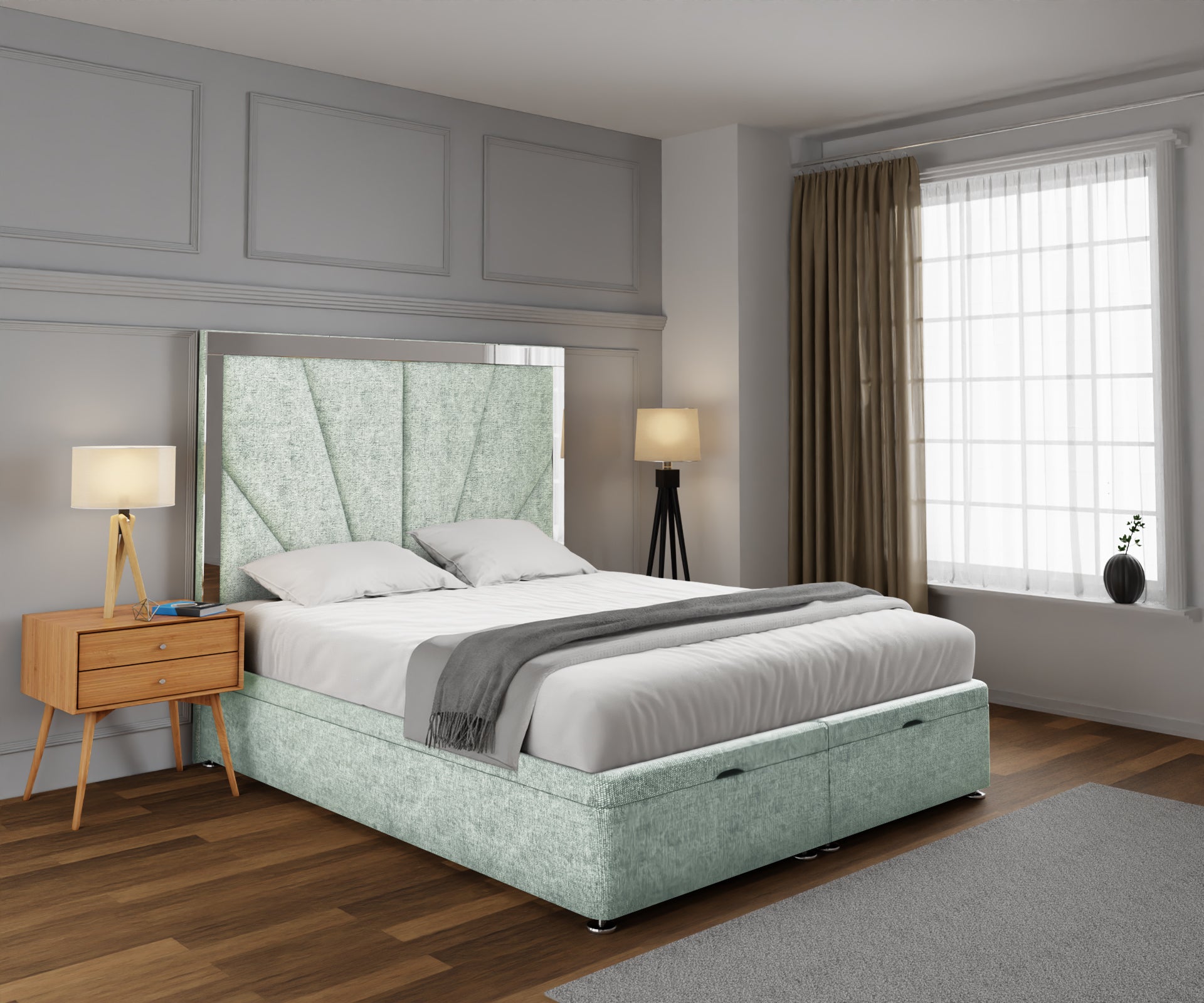 Chelsea Horizon Mirrored Ottoman Storage Divan Bed Set