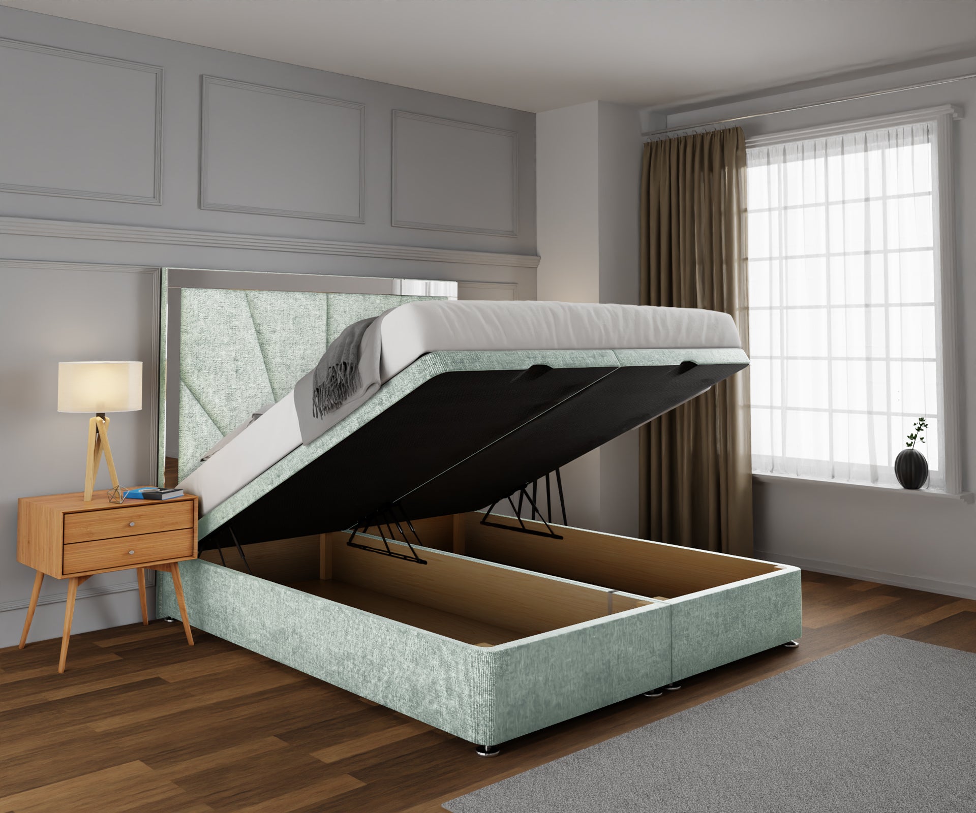 Chelsea Horizon Mirrored Ottoman Storage Divan Bed Set