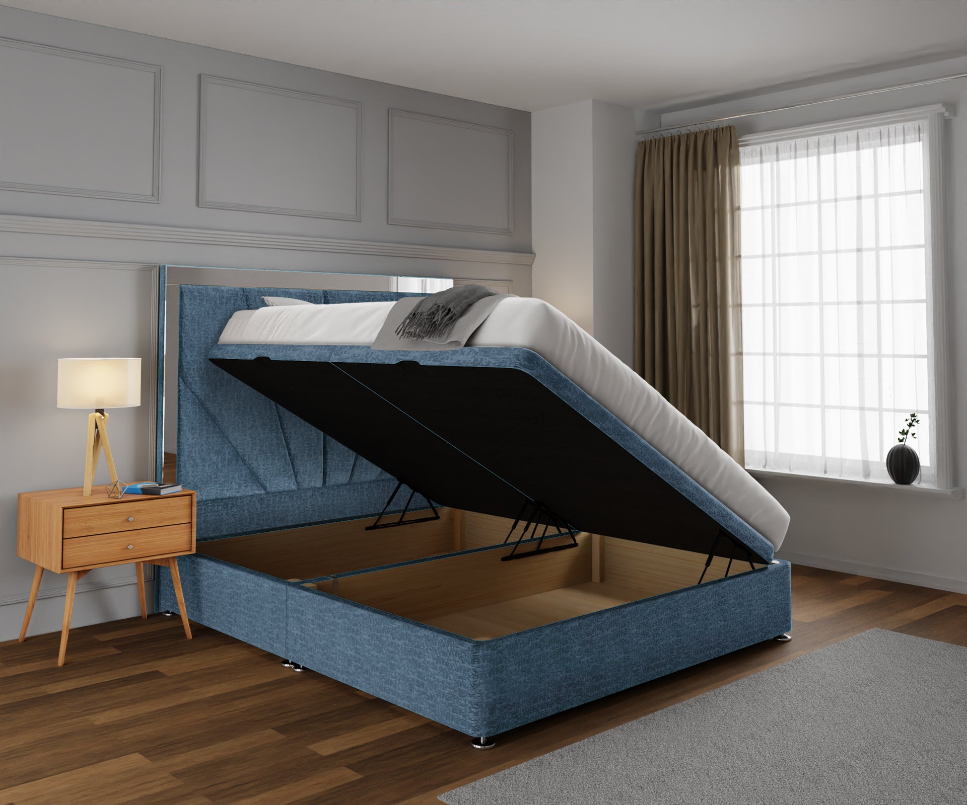 Chelsea Horizon Mirrored Ottoman Storage Divan Bed Set