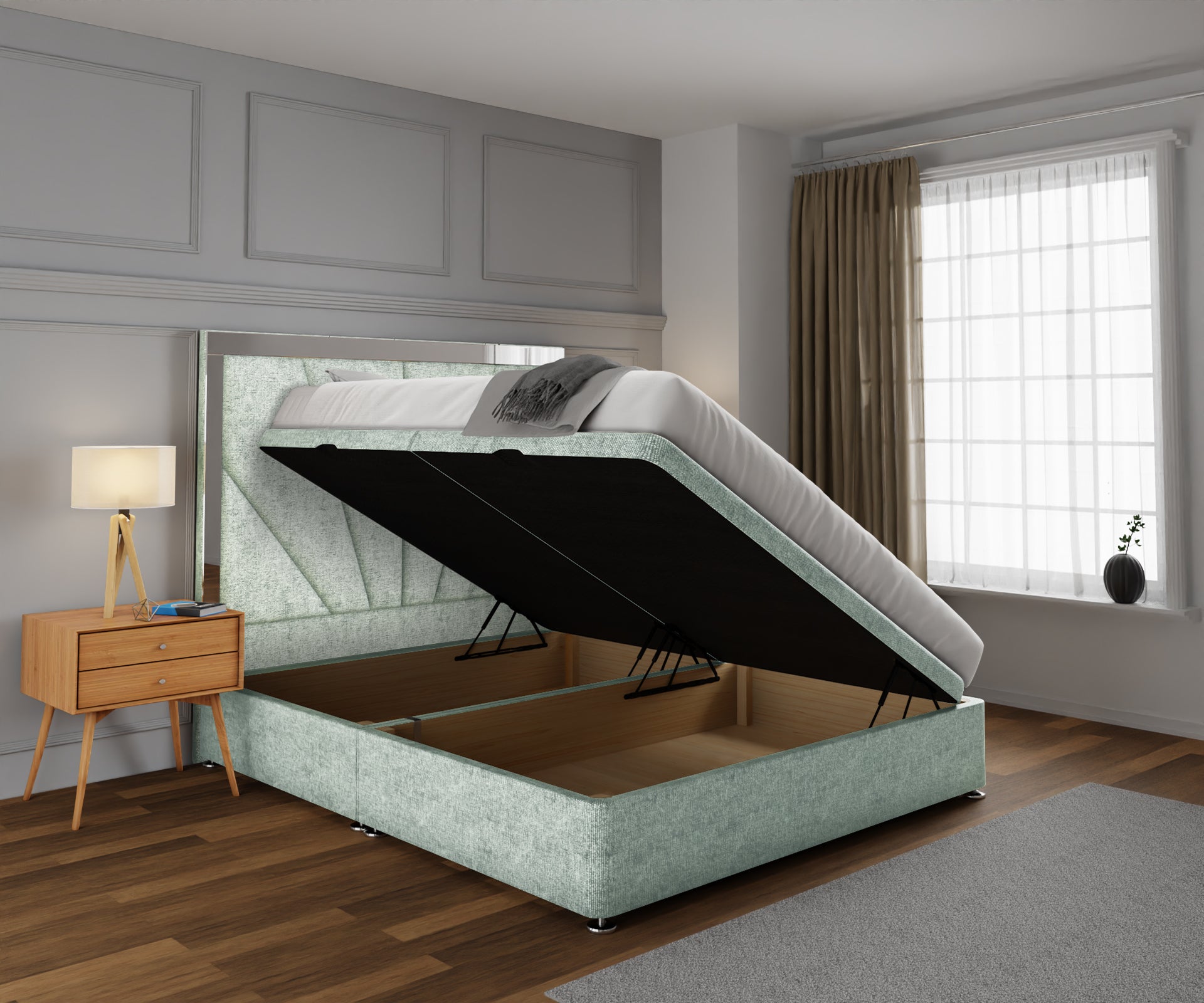 Chelsea Horizon Mirrored Ottoman Storage Divan Bed Set