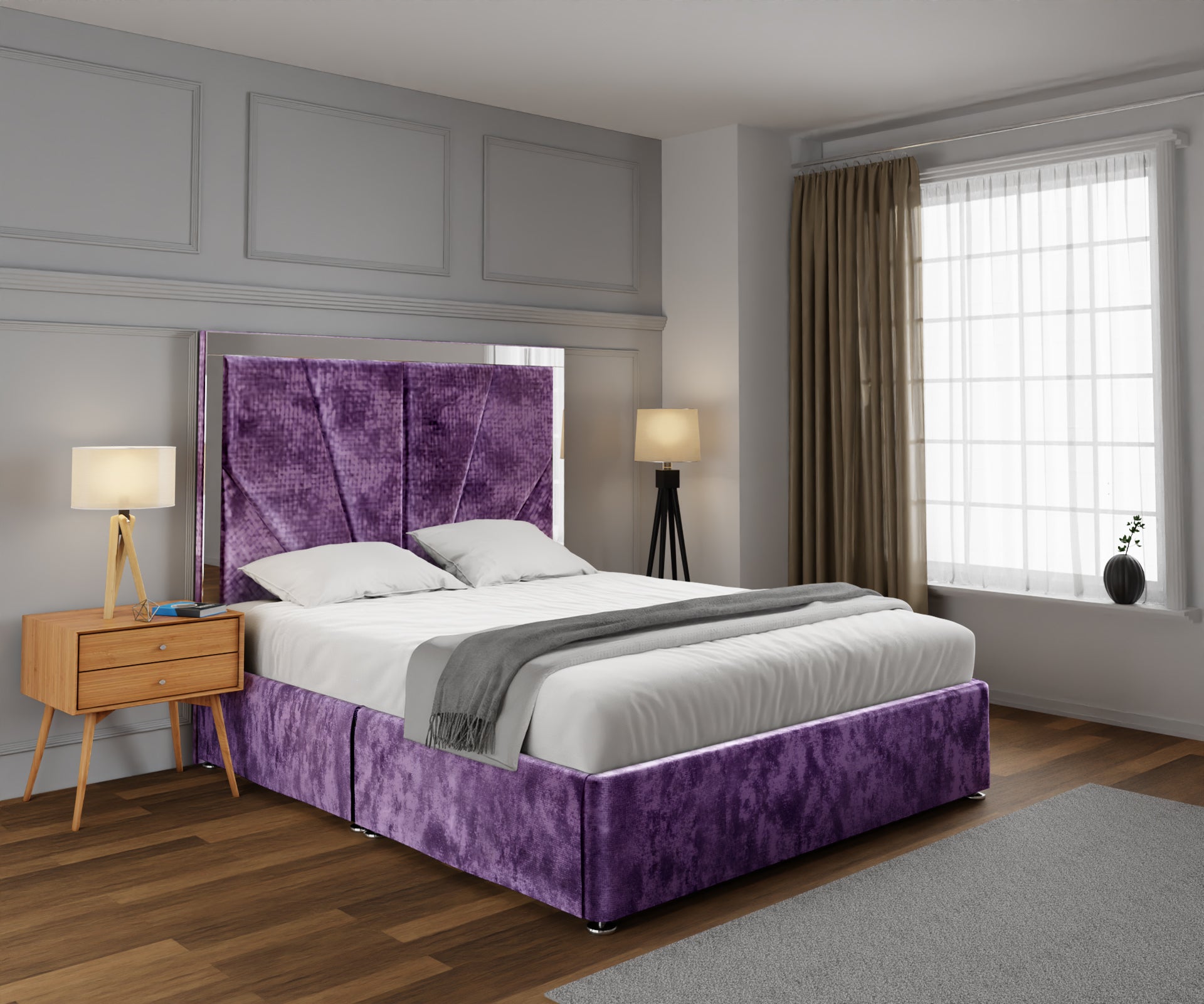 Chelsea Horizon Mirrored Open Storage Divan Bed Set