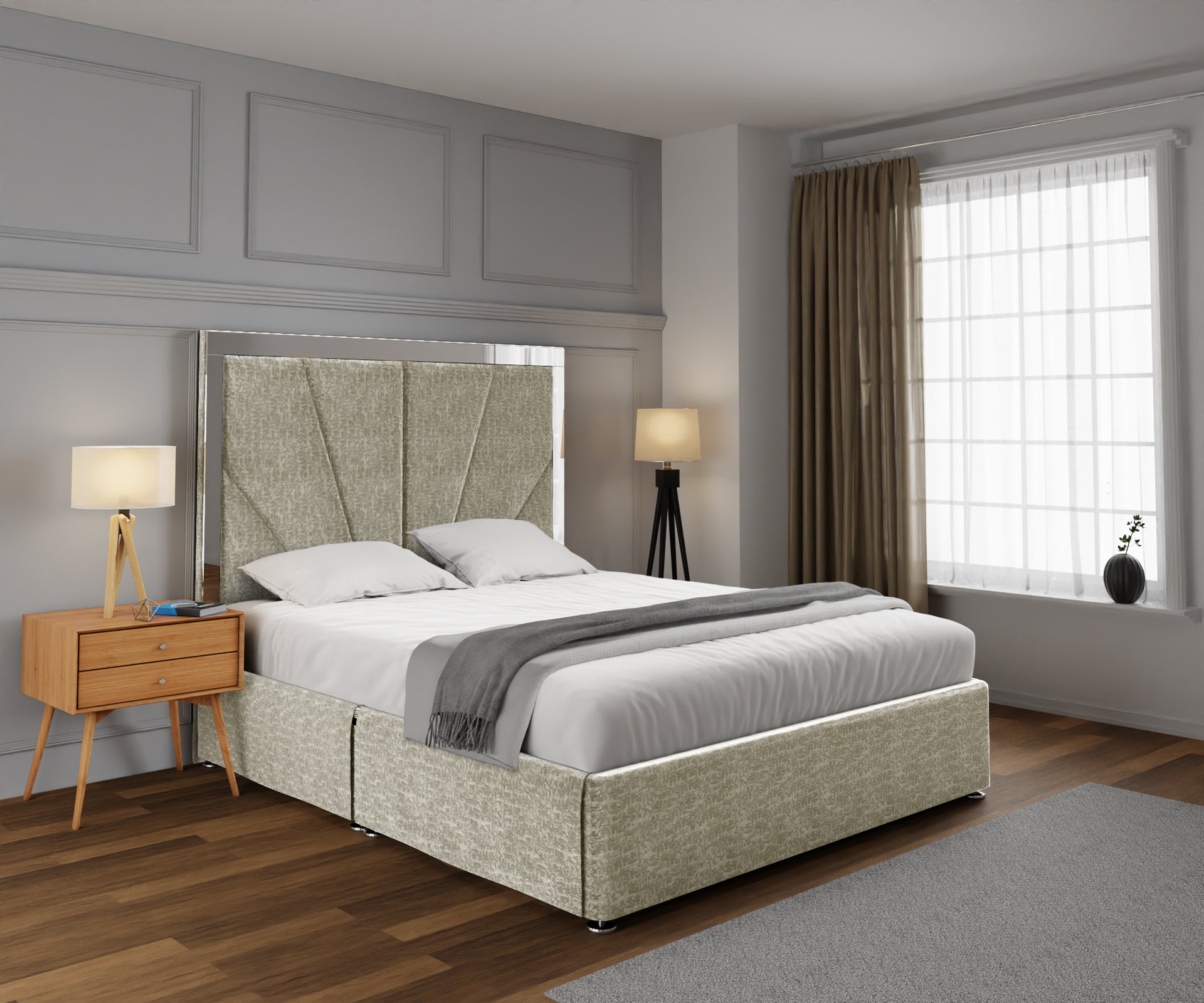 Chelsea Horizon Mirrored Open Storage Divan Bed Set