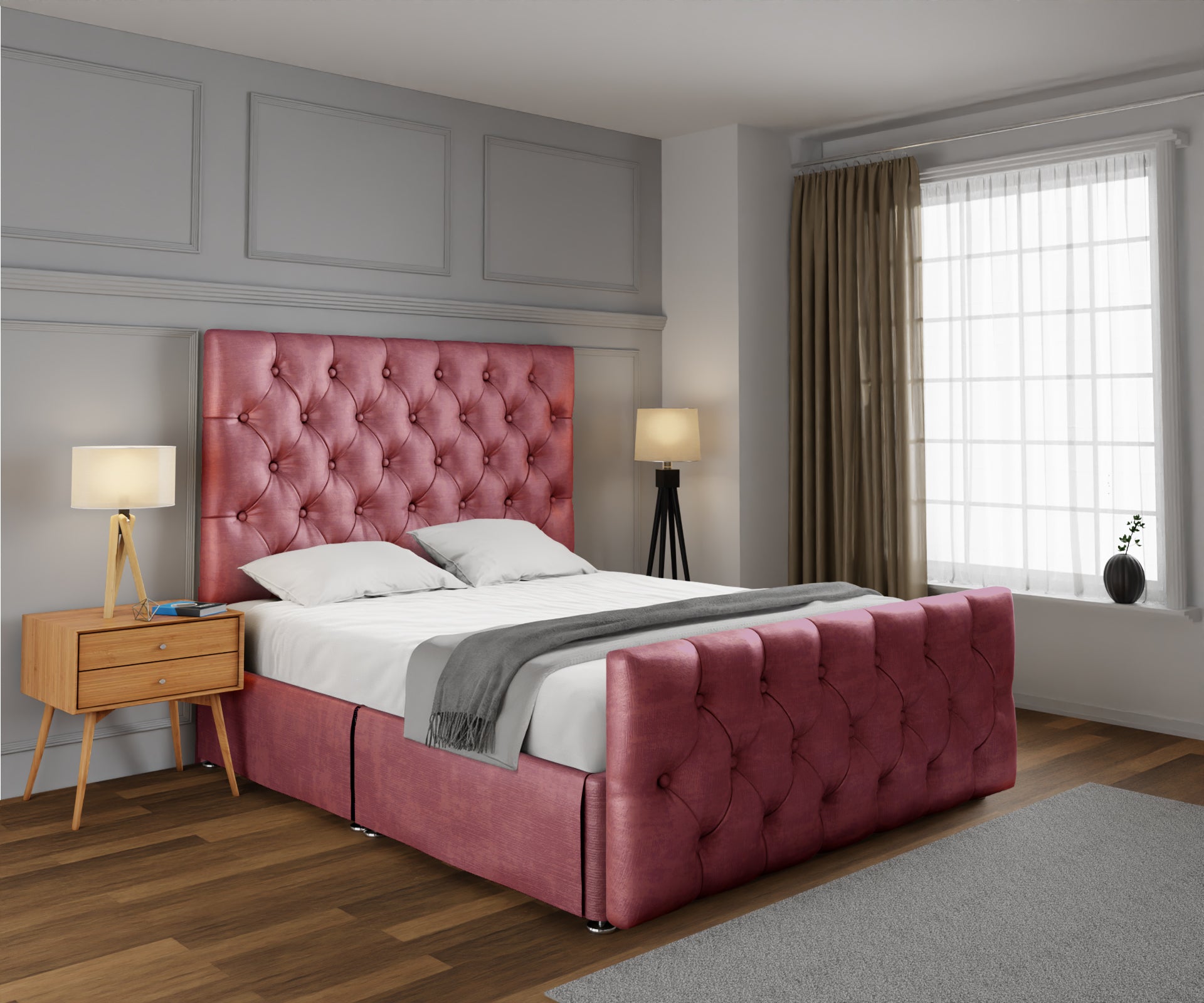 Chesterfield Open Storage Divan Bed Set With Footboard