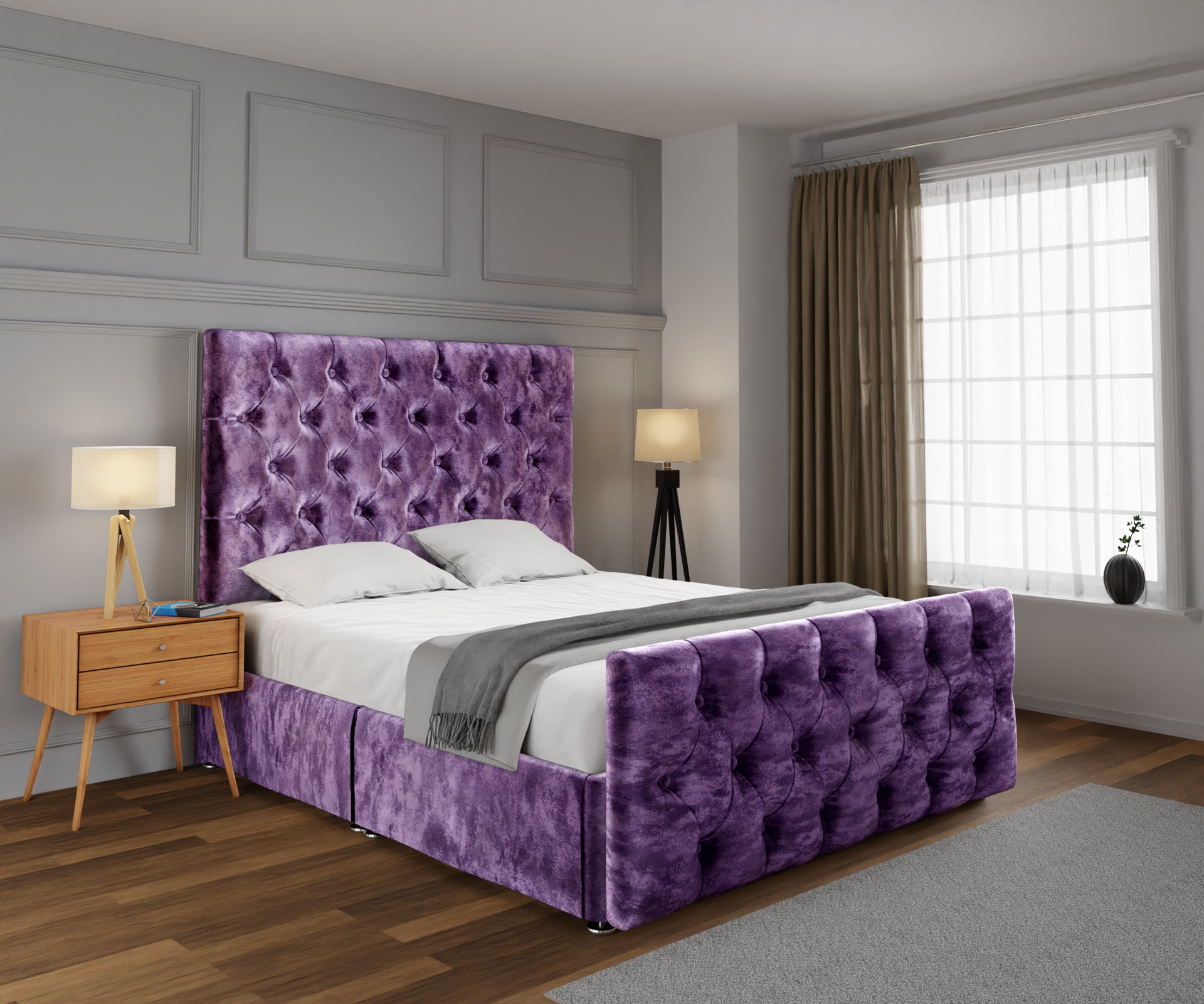 Chesterfield Open Storage Divan Bed Set With Footboard