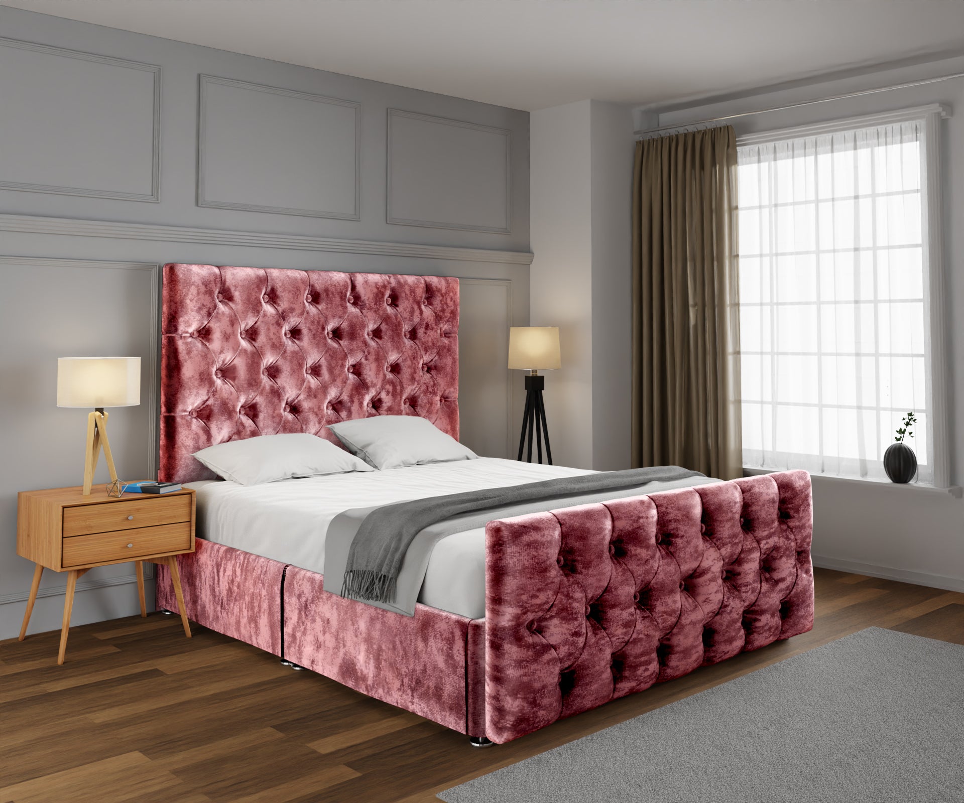 Chesterfield Open Storage Divan Bed Set With Footboard