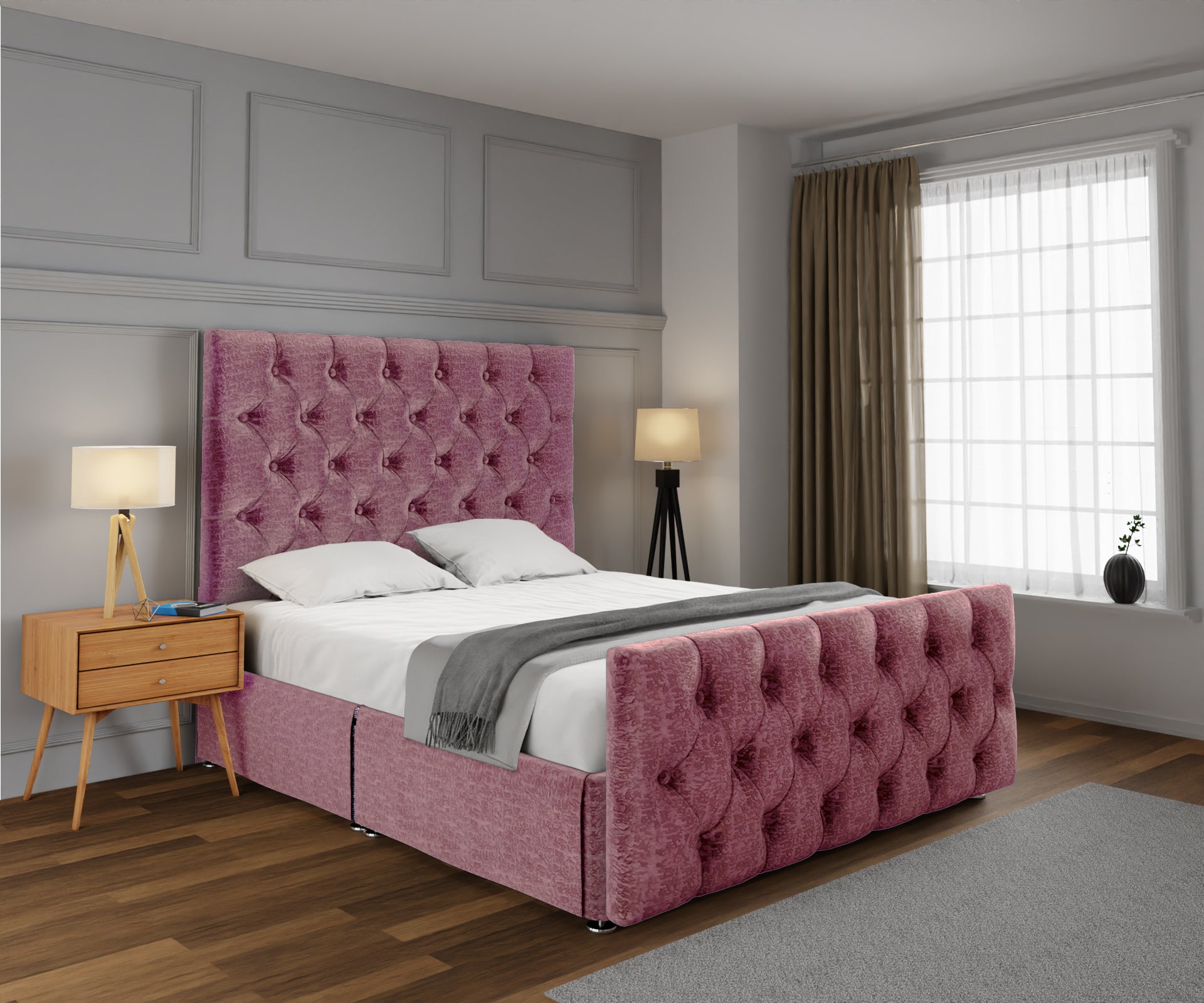 Chesterfield Open Storage Divan Bed Set With Footboard