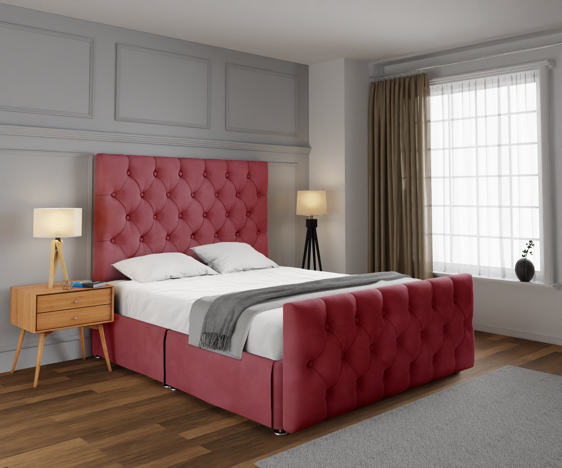 Chesterfield Open Storage Divan Bed Set With Footboard