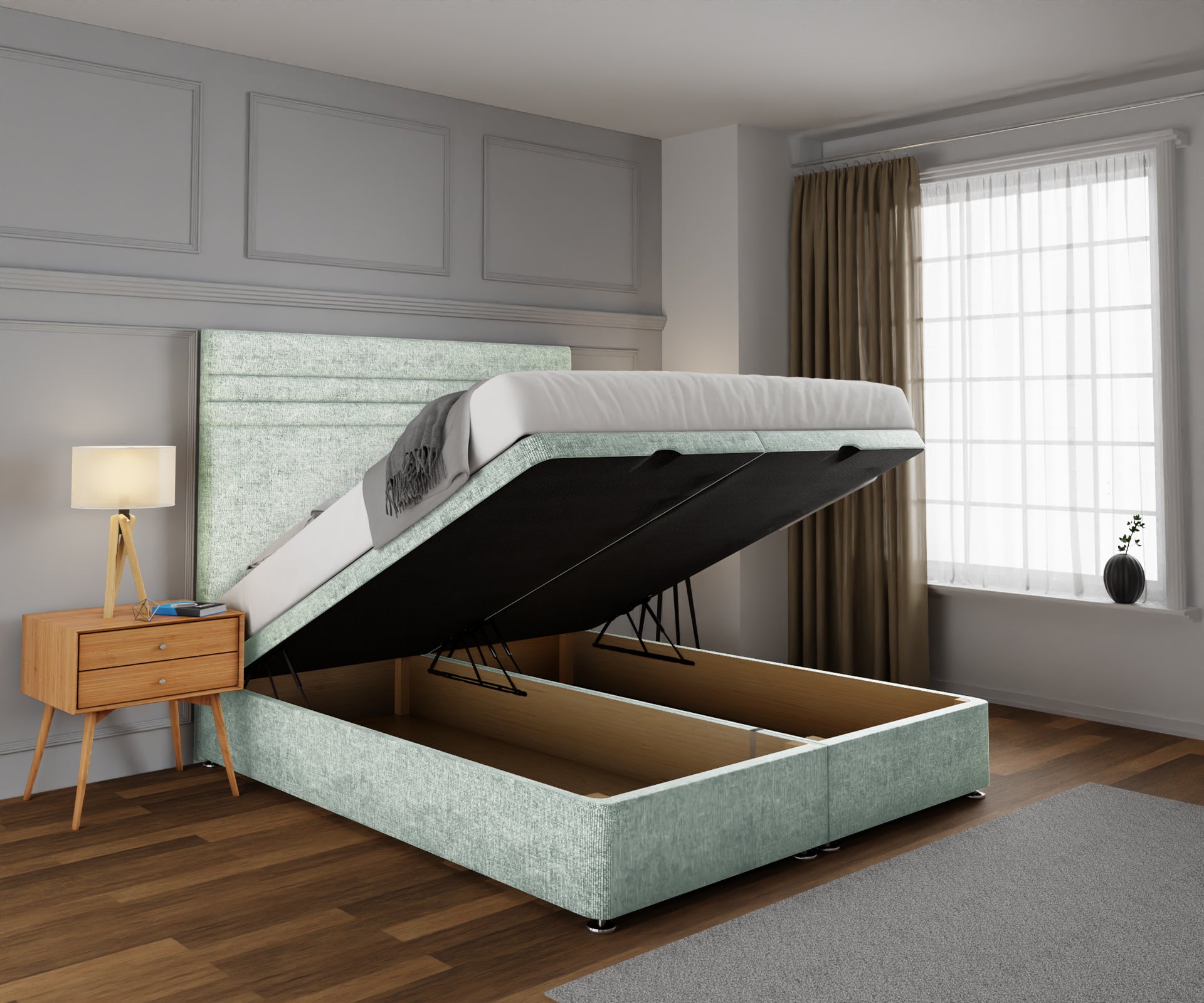 Diane Line Ottoman Storage Divan Bed Set