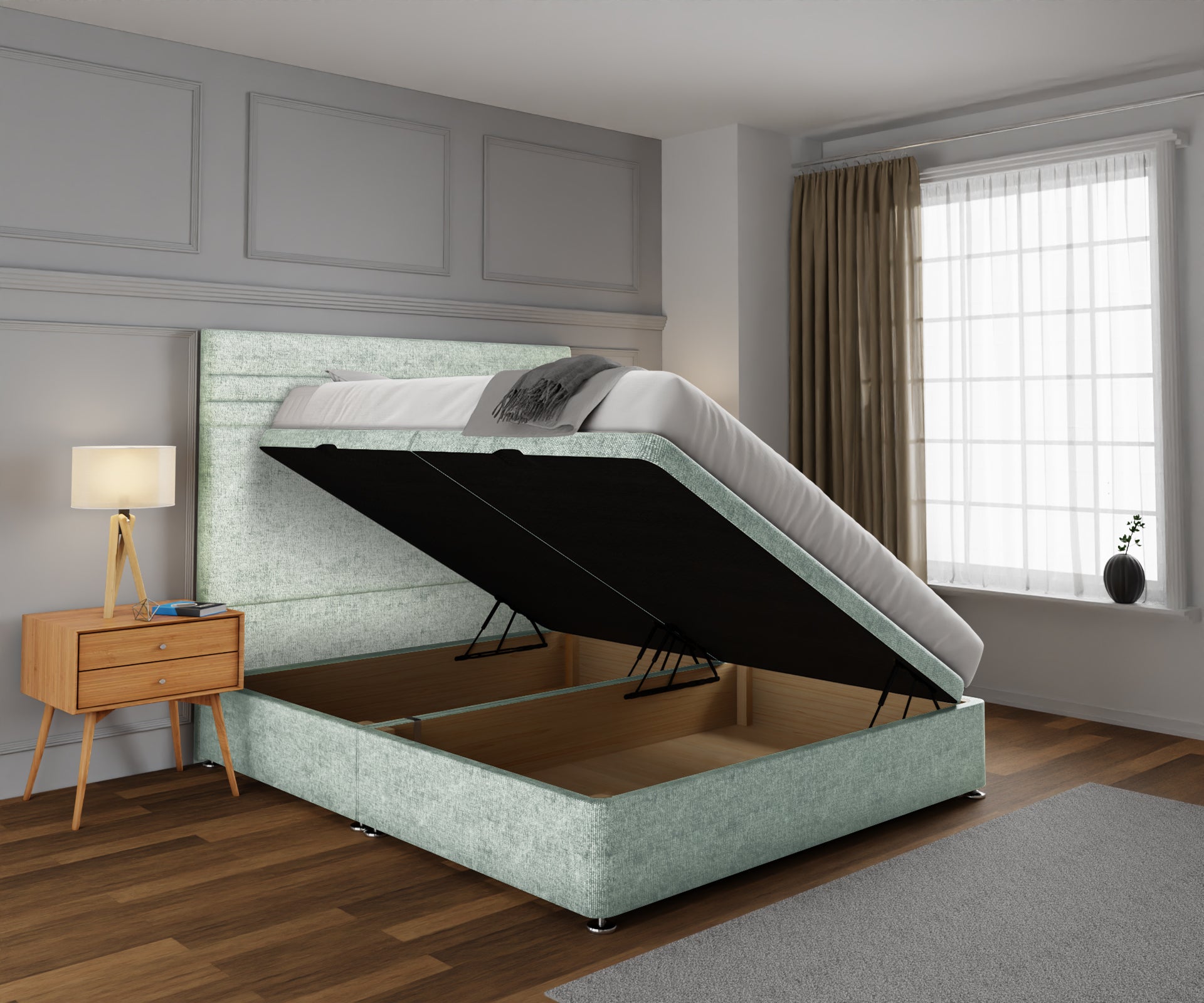 Diane Line Ottoman Storage Divan Bed Set