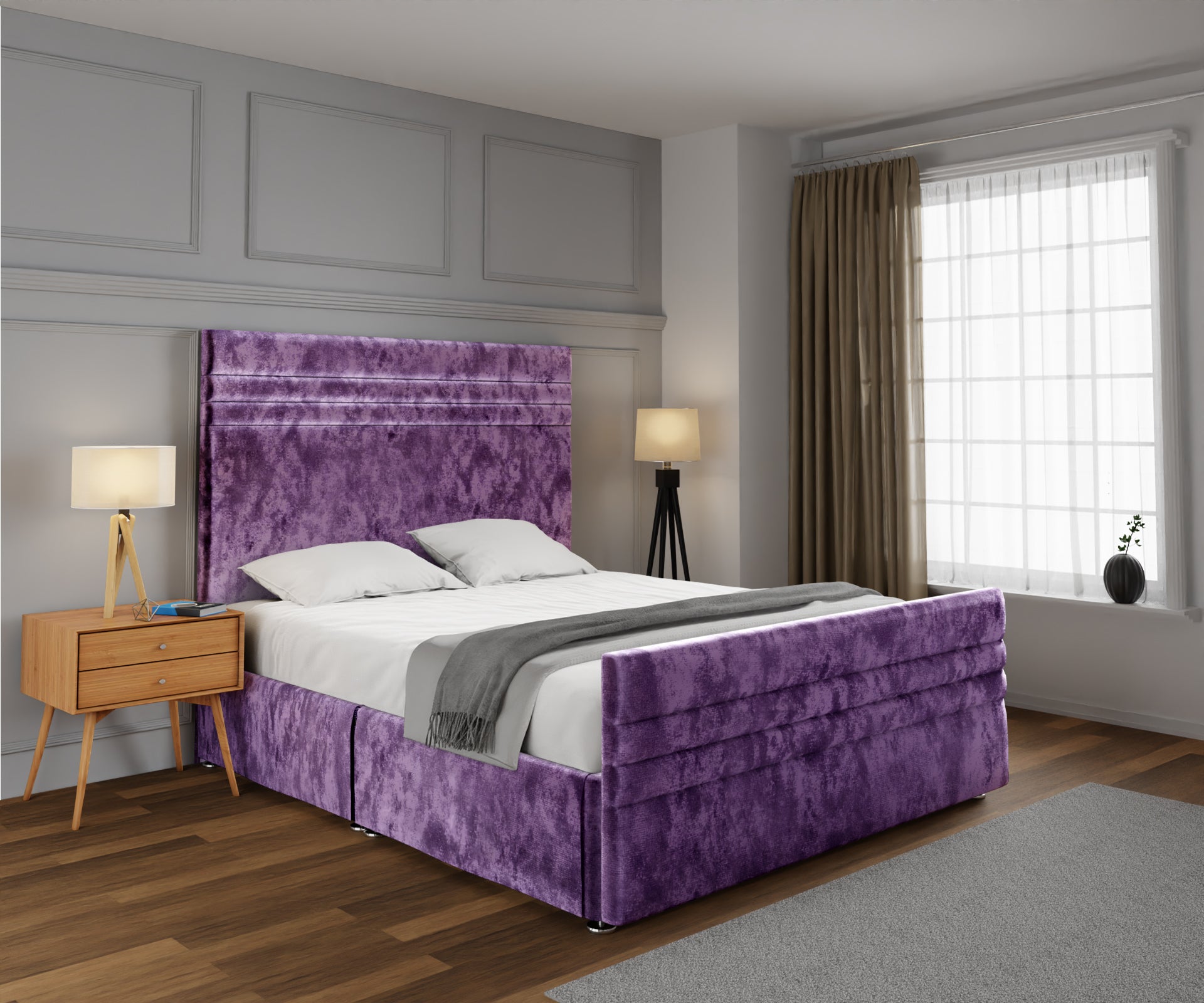 Diane Line Open Storage Divan Bed Set With Footboard