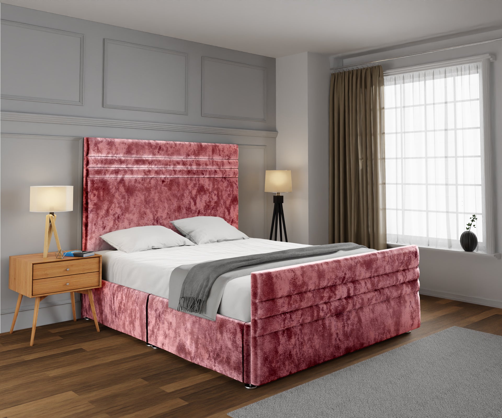 Diane Line Open Storage Divan Bed Set With Footboard