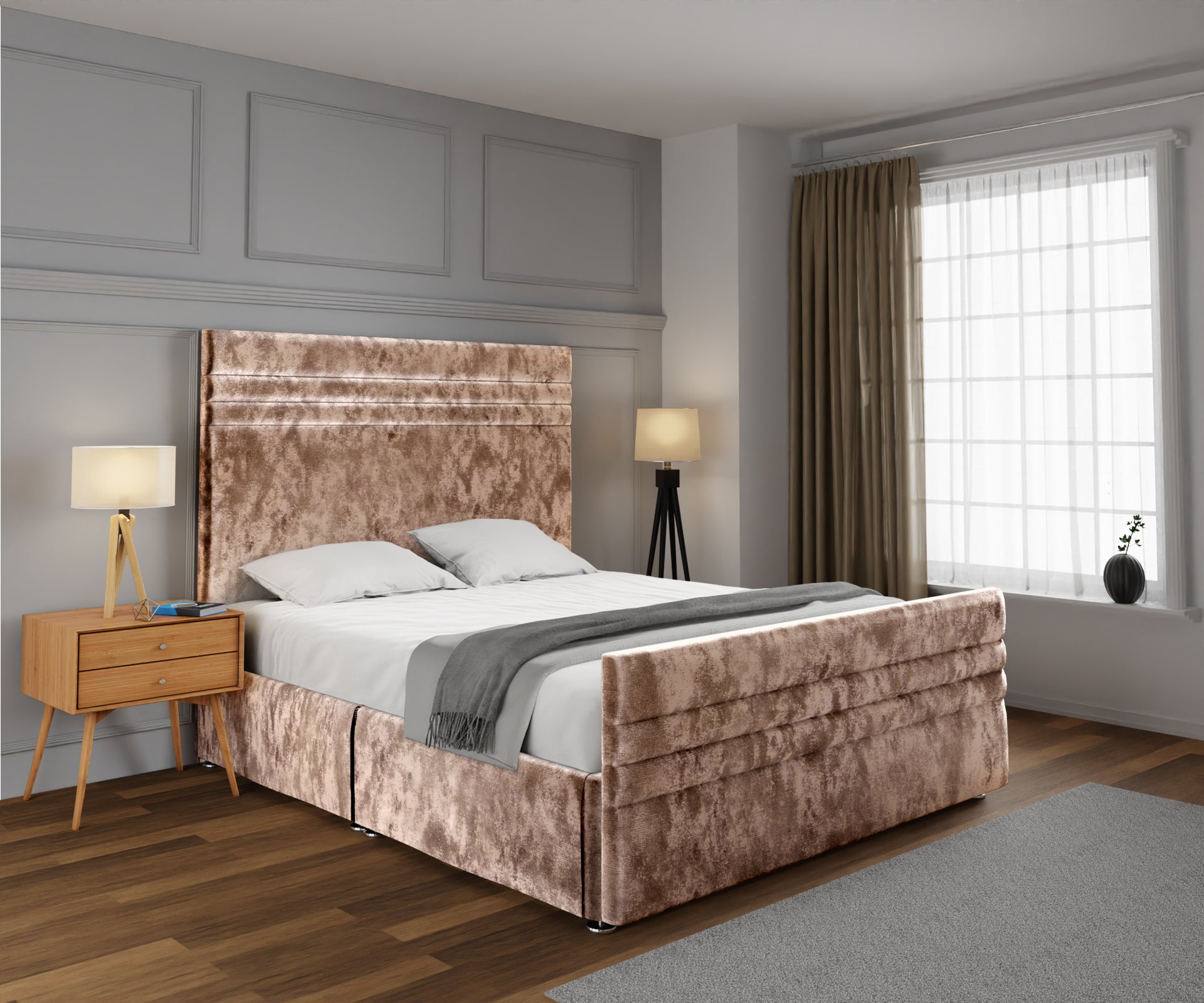 Diane Line Open Storage Divan Bed Set With Footboard