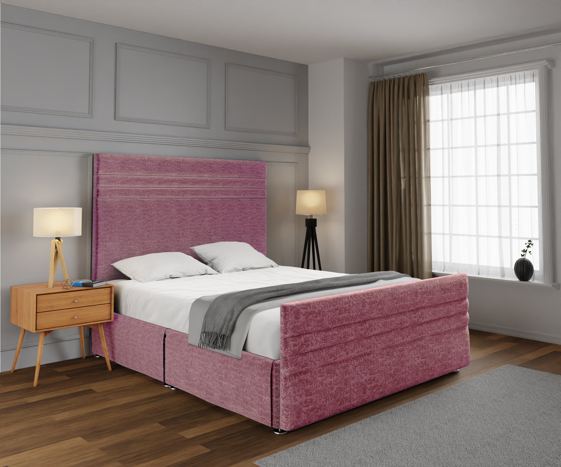 Diane Line Open Storage Divan Bed Set With Footboard