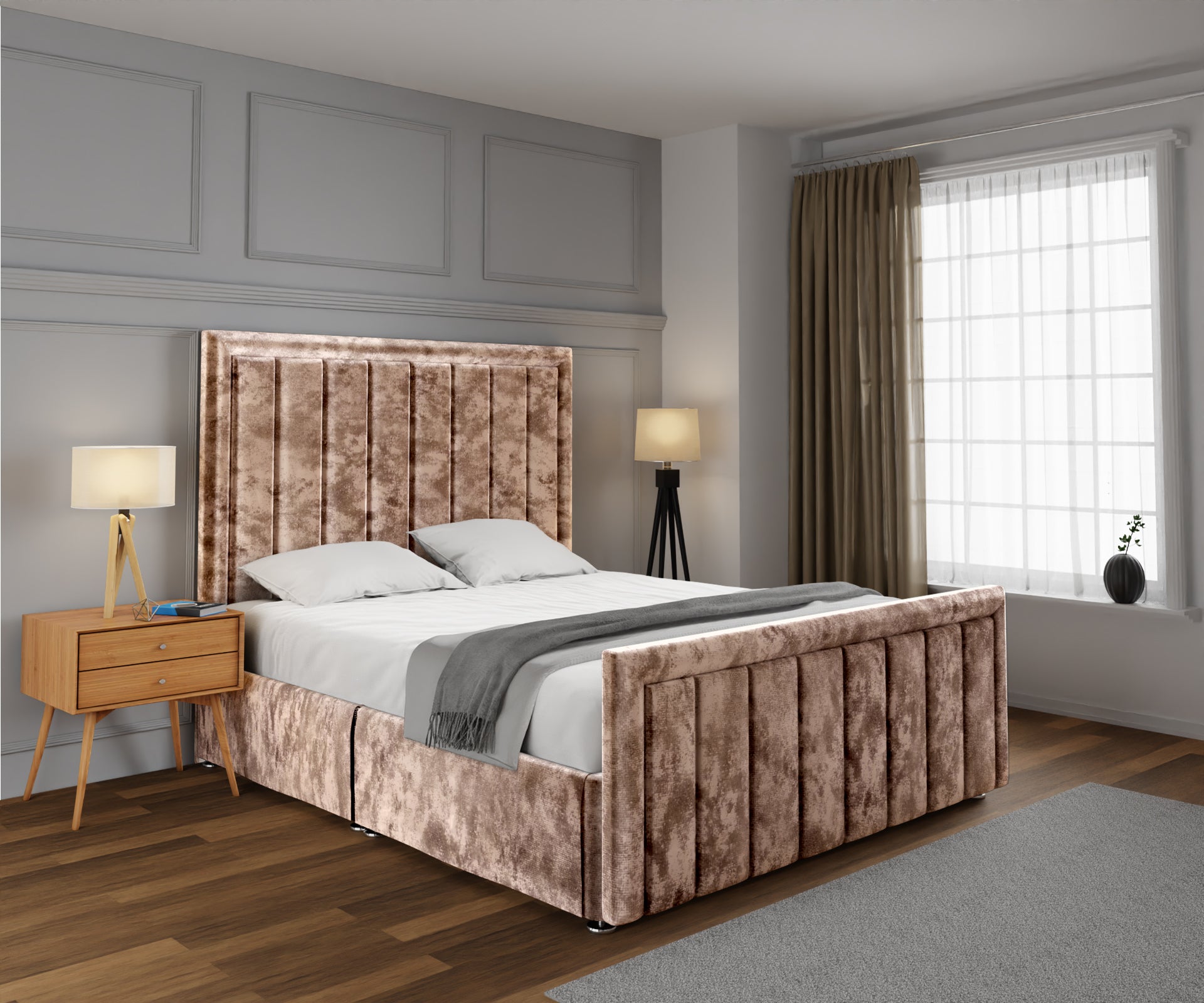 Ella Open Storage Divan Bed Set With Footboard