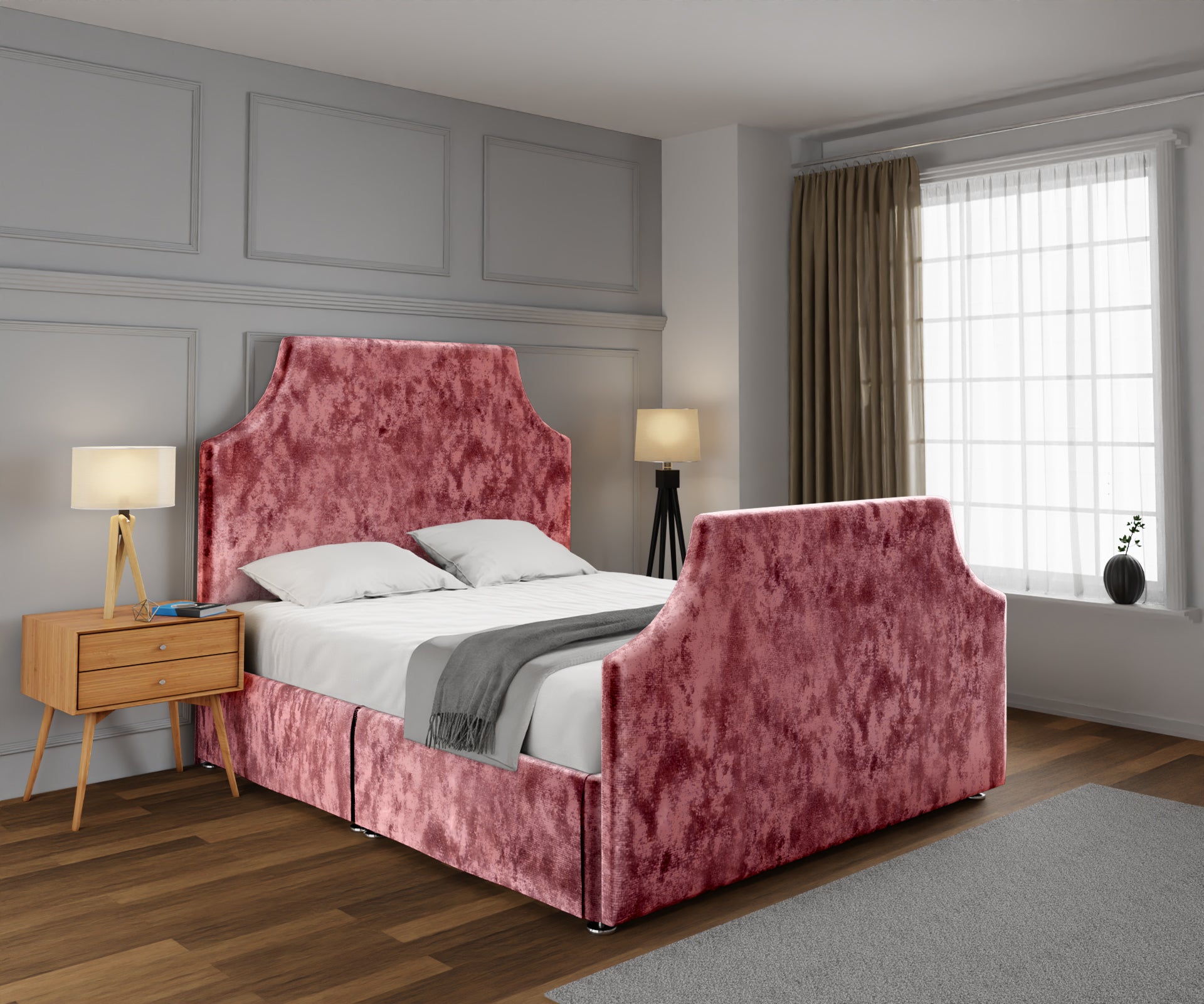 Eva Open Storage Divan Bed Set With Footboard