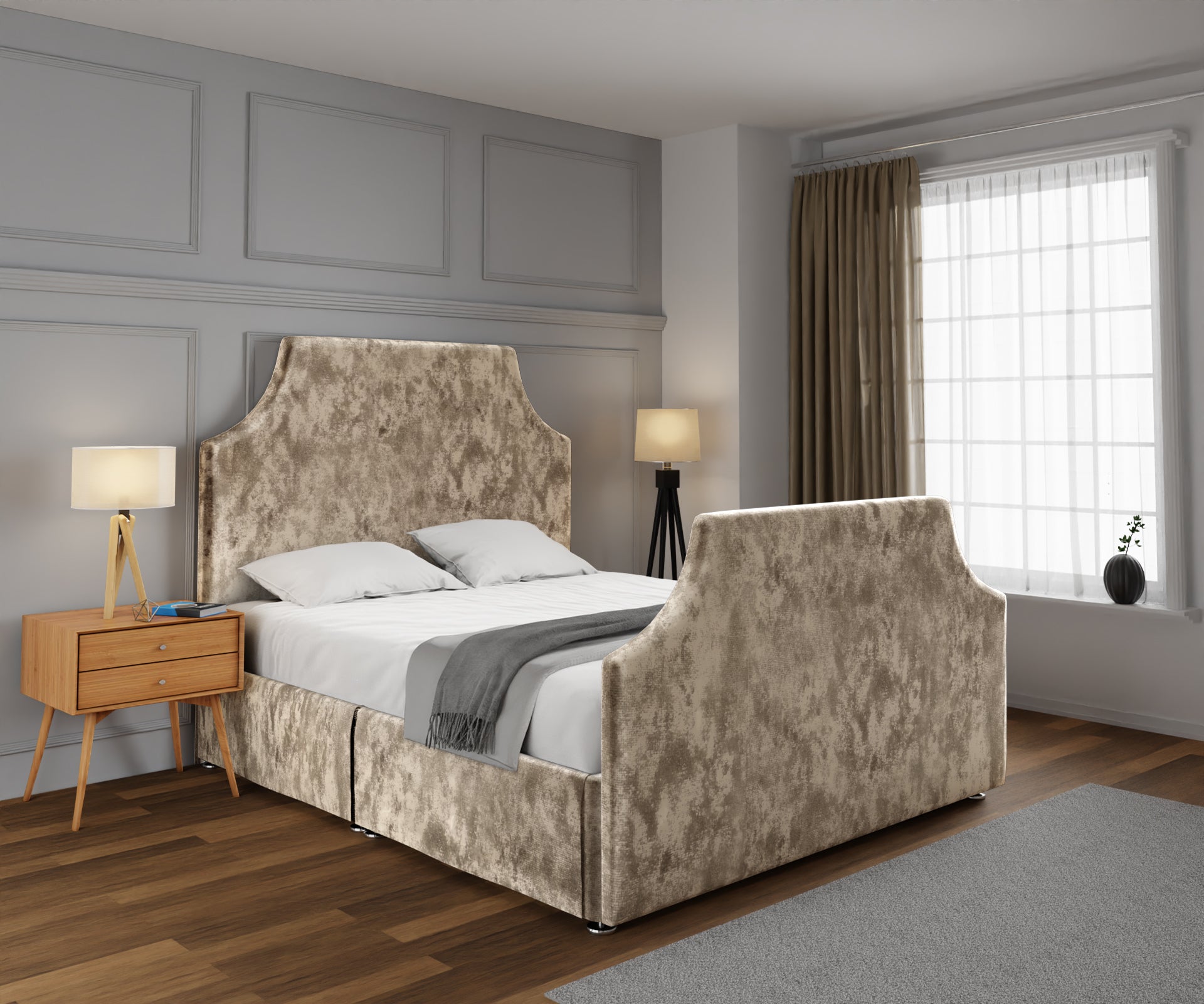 Eva Open Storage Divan Bed Set With Footboard