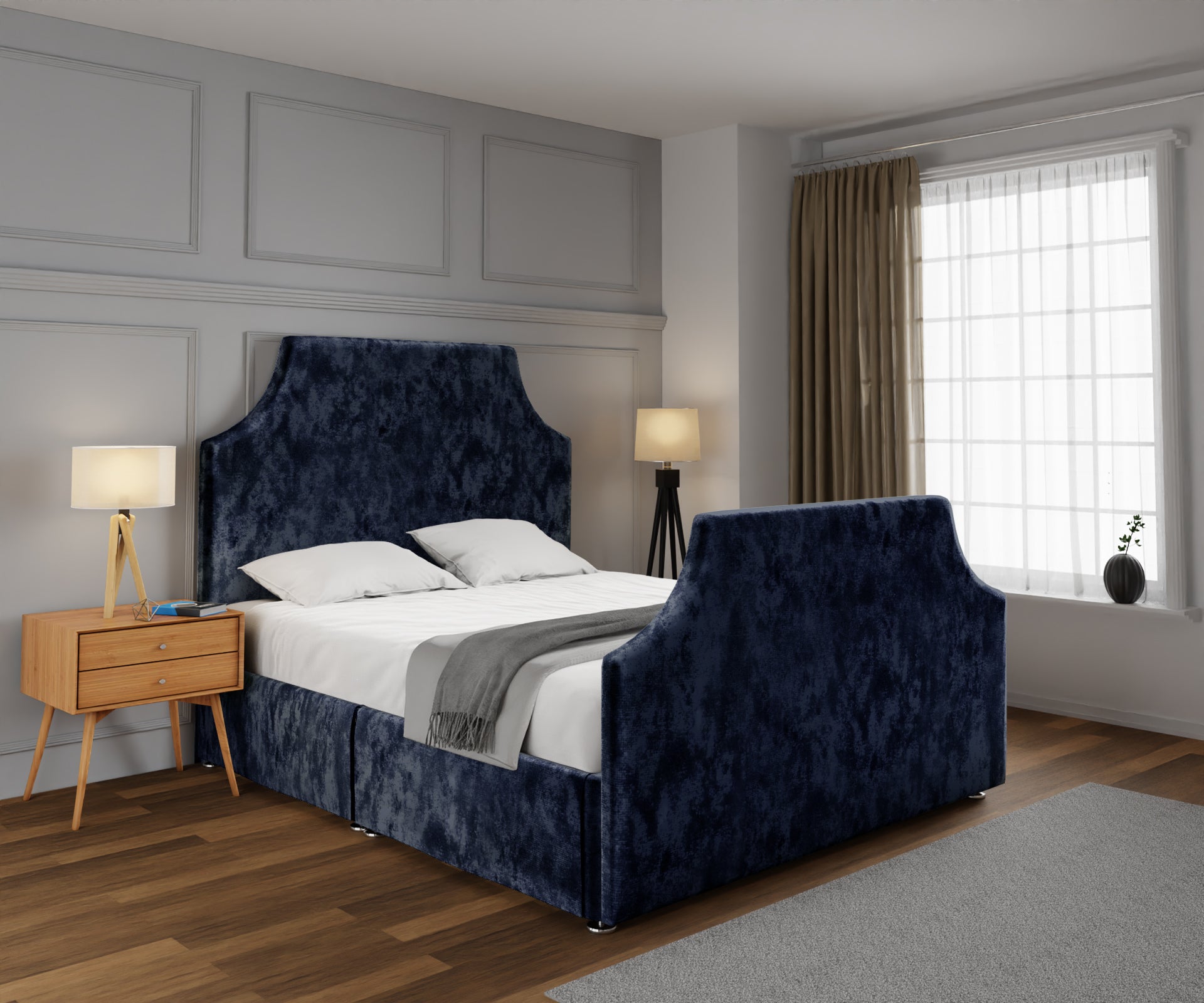 Eva Open Storage Divan Bed Set With Footboard