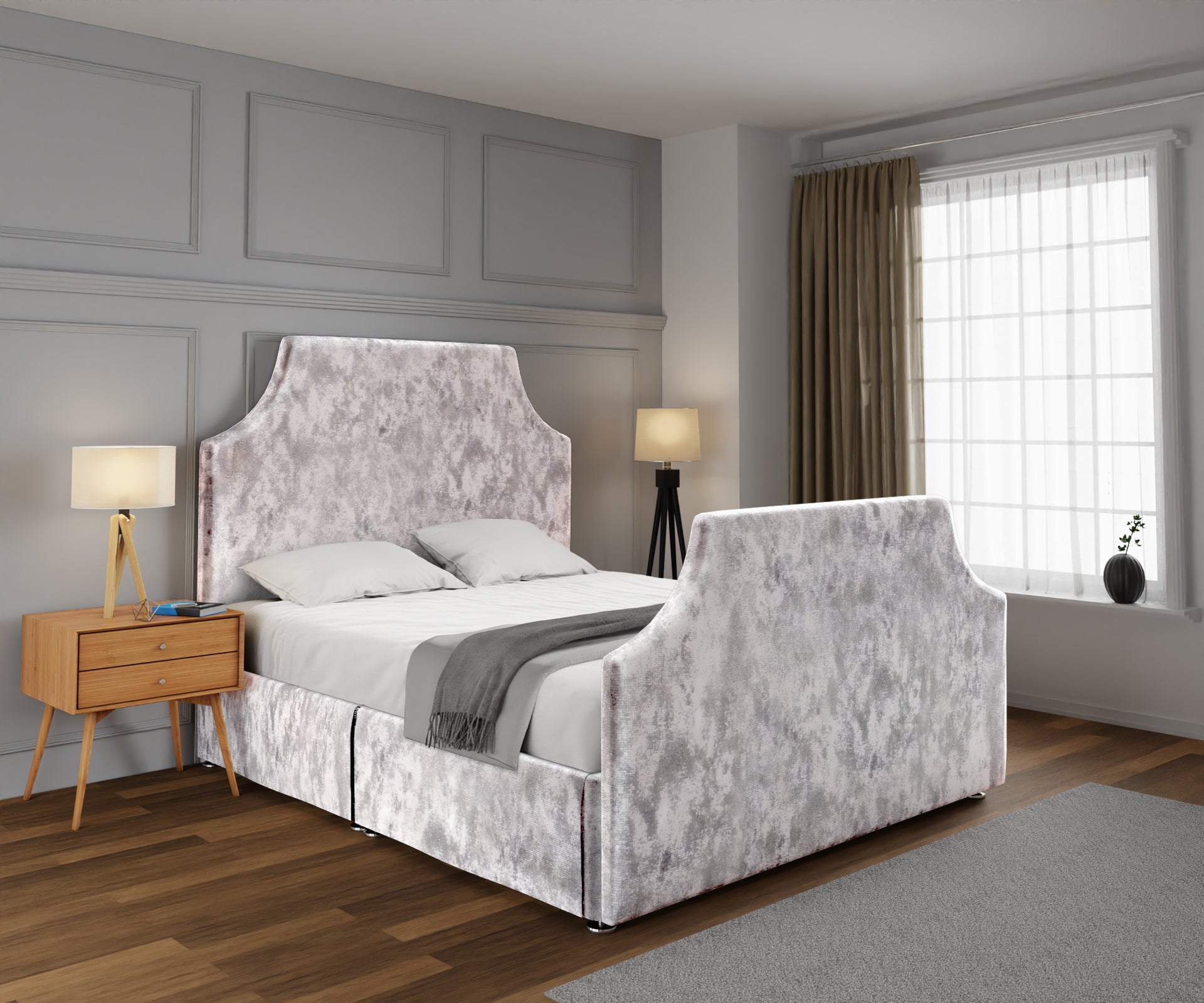 Eva Open Storage Divan Bed Set With Footboard