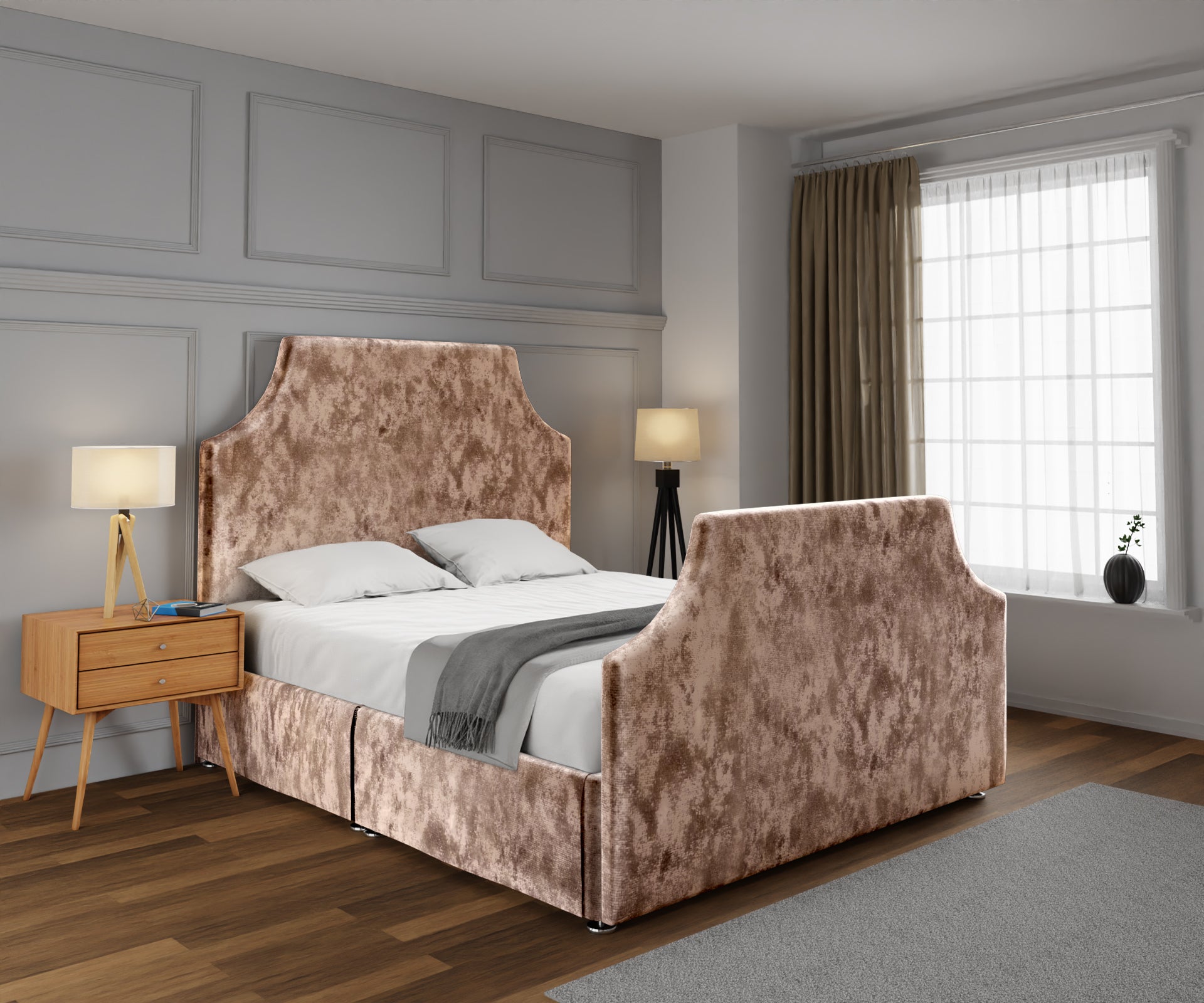 Eva Open Storage Divan Bed Set With Footboard