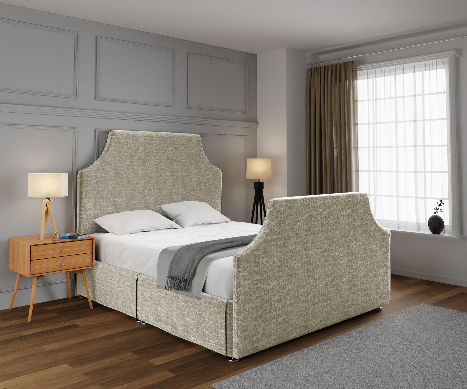 Eva Open Storage Divan Bed Set With Footboard