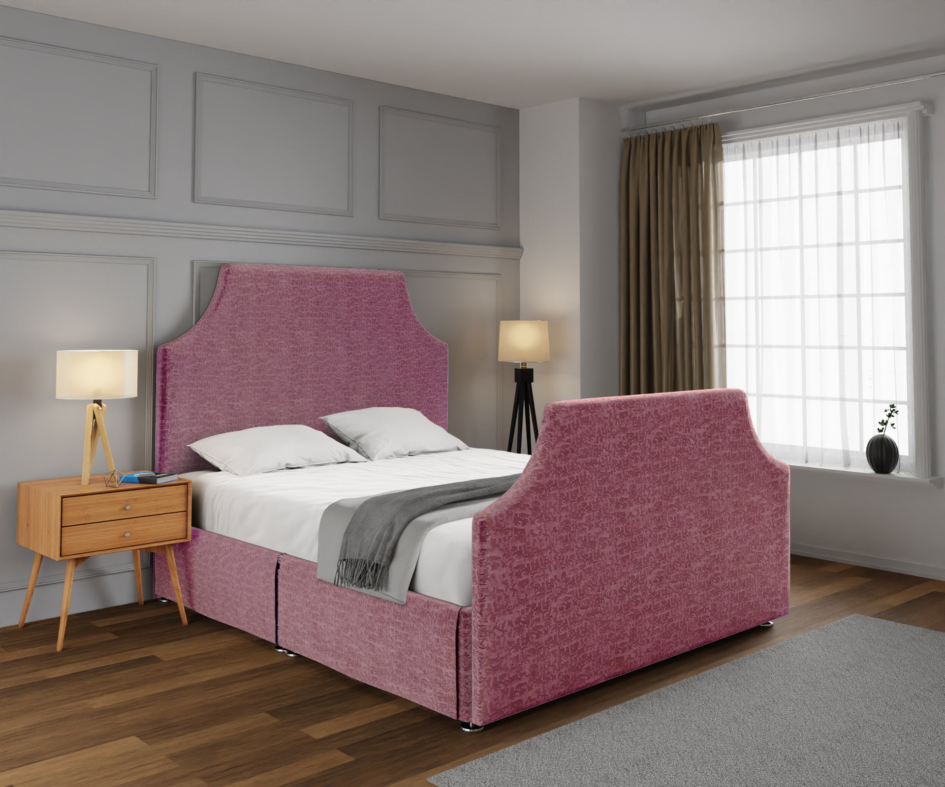 Eva Open Storage Divan Bed Set With Footboard