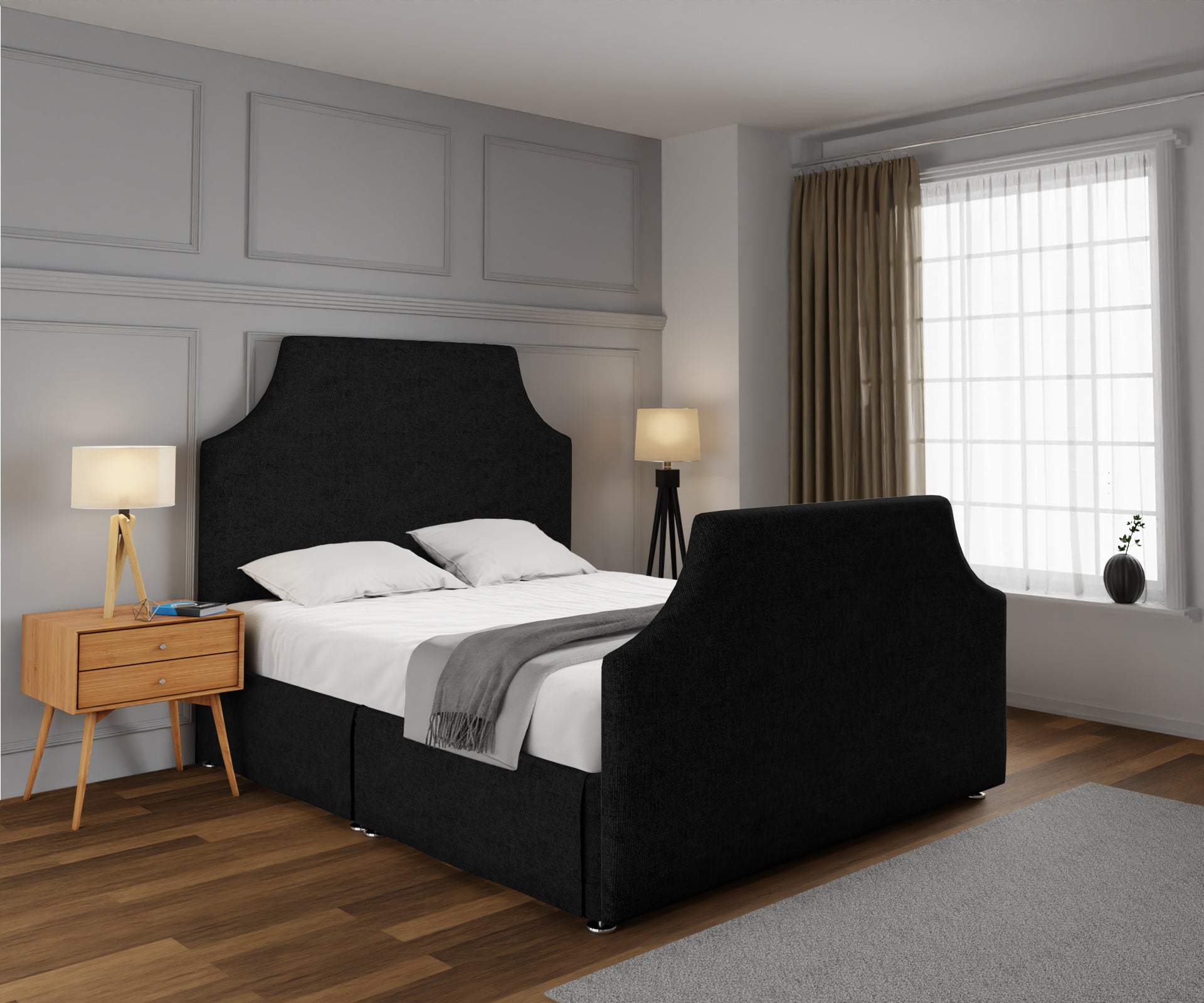 Eva Open Storage Divan Bed Set With Footboard