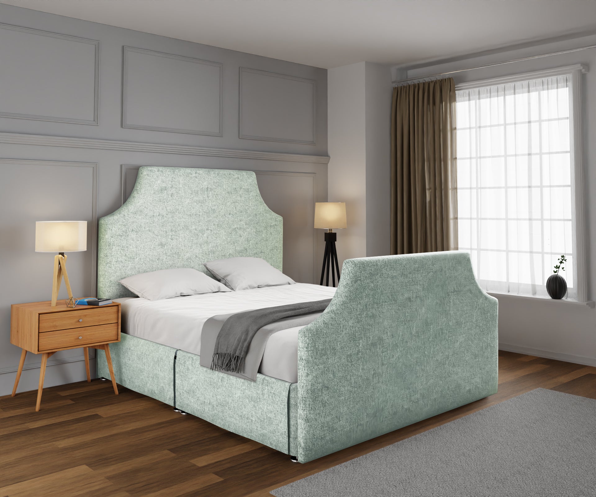 Eva Open Storage Divan Bed Set With Footboard