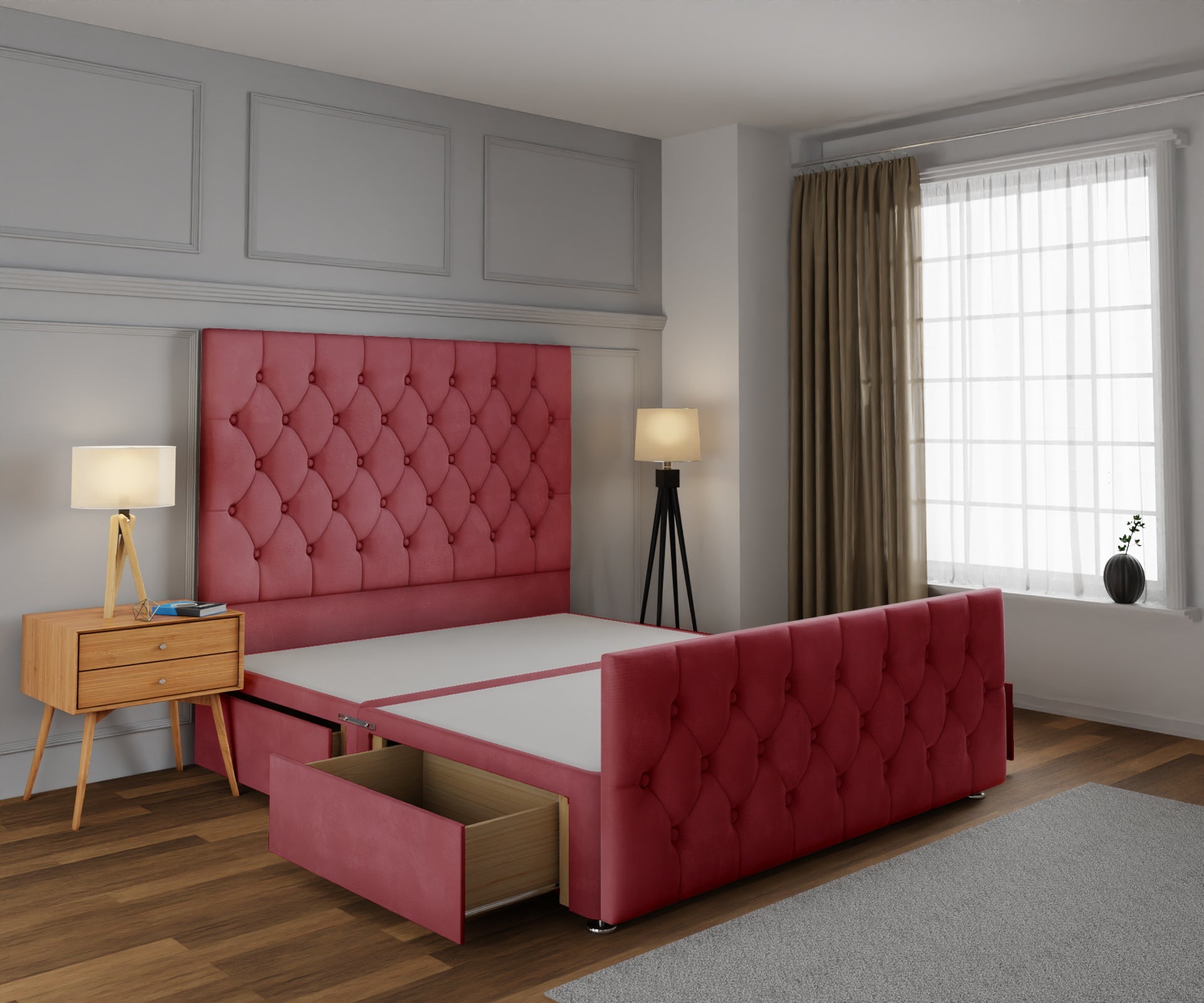 Evie Divan Bed Base And Headboard With Footboard