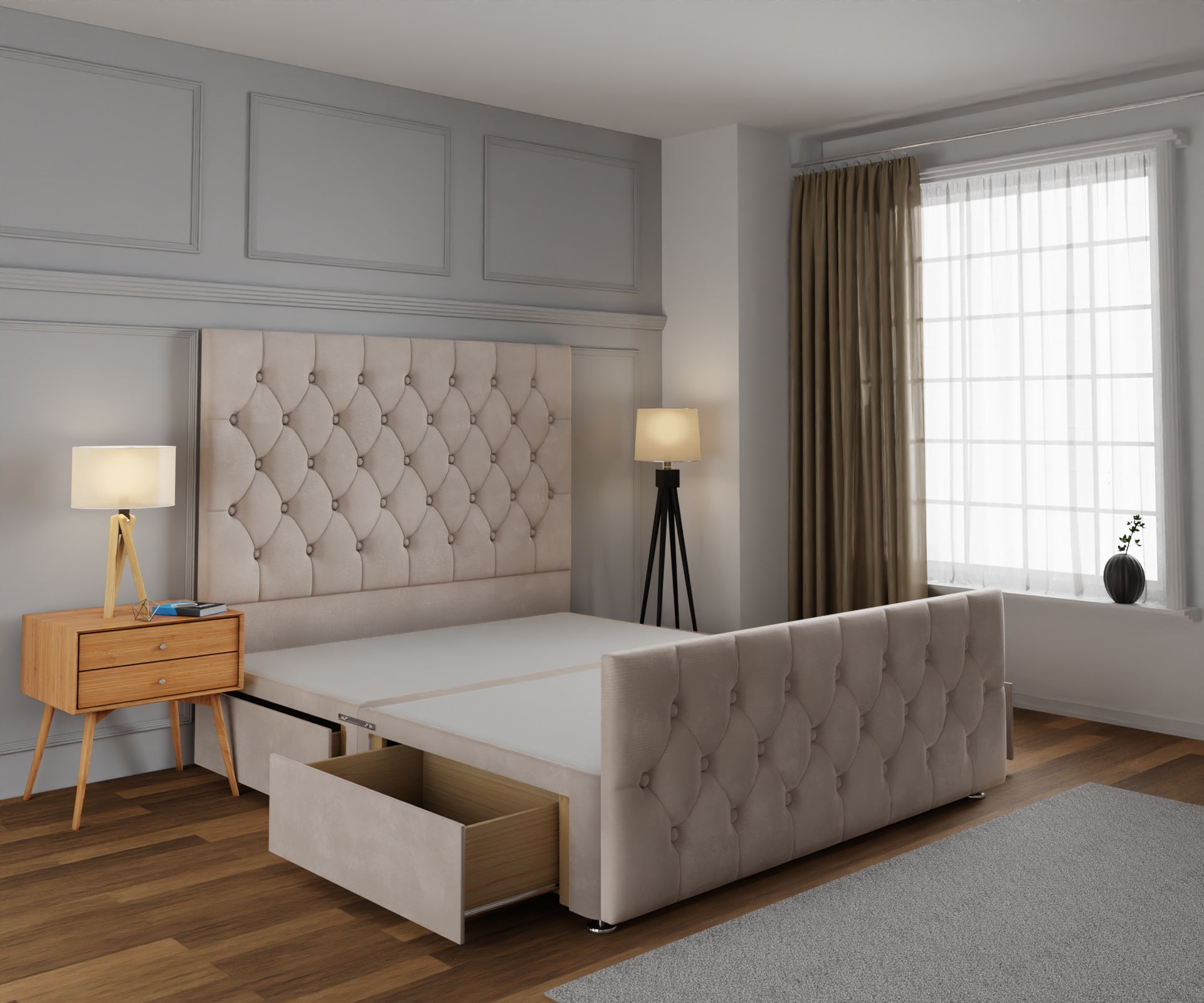 Evie Divan Bed Base And Headboard With Footboard
