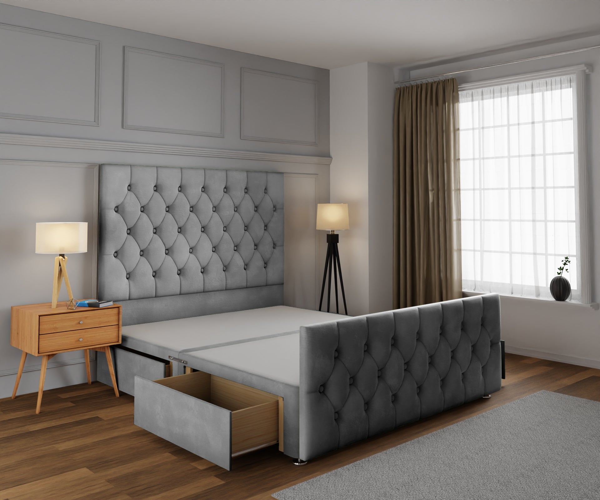 Evie Divan Bed Base And Headboard With Footboard
