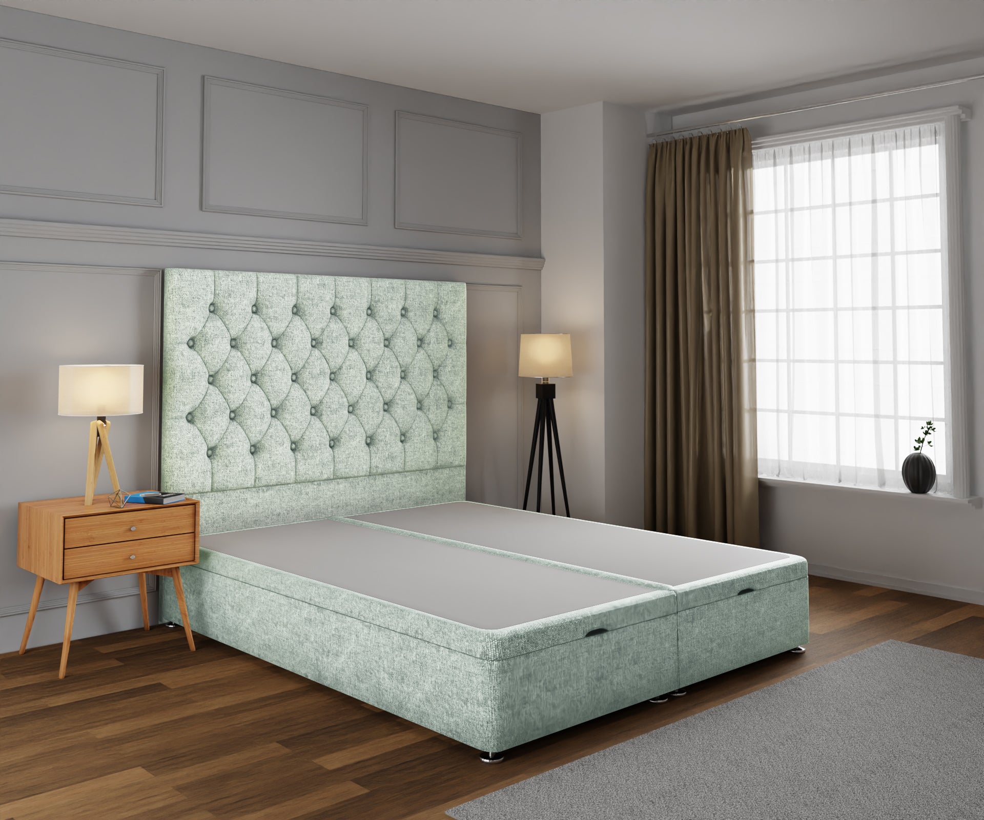 Evie Ottoman Storage Divan Bed Base With Headboard