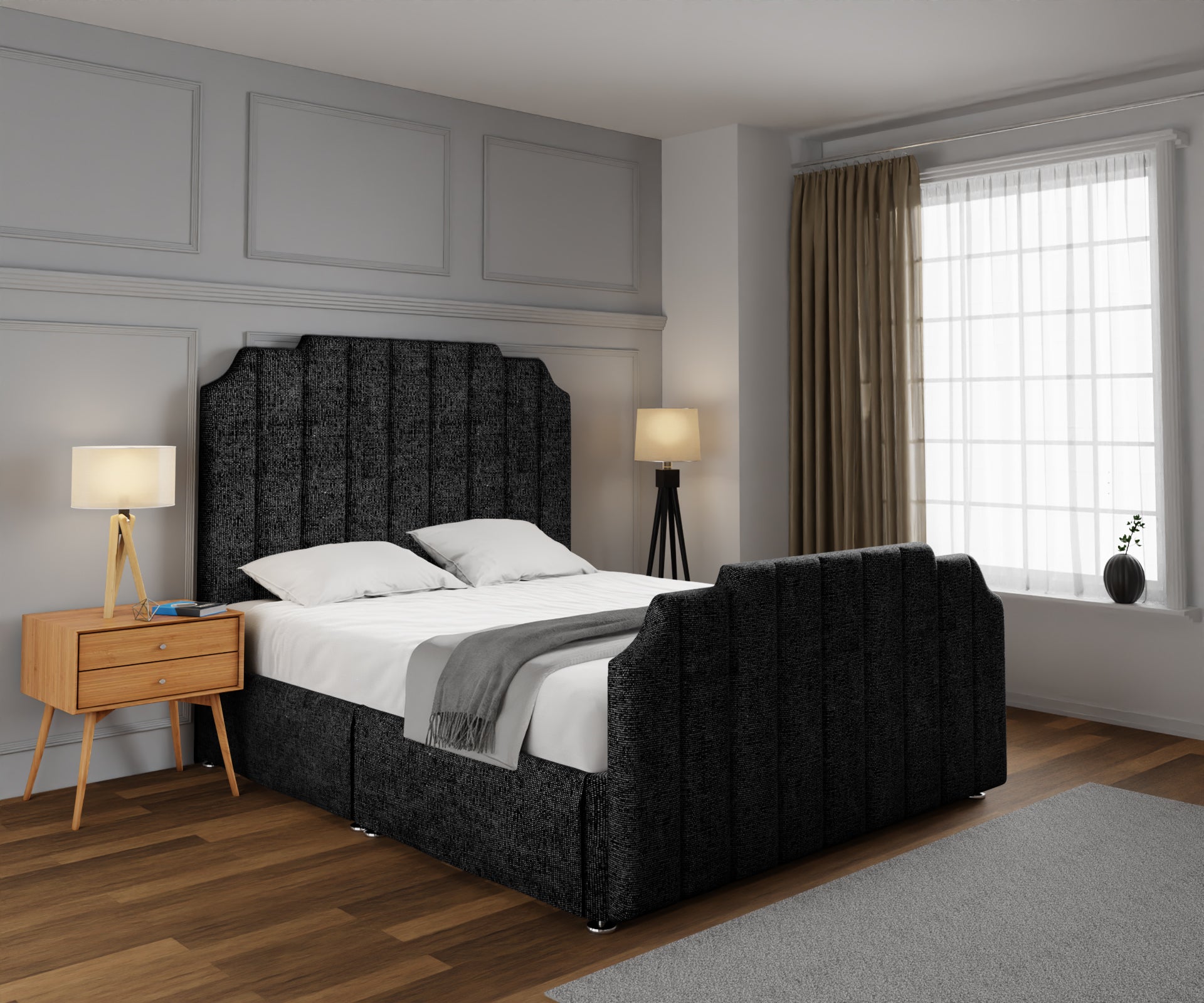 Hampton Open Storage Divan Bed Set With Footboard