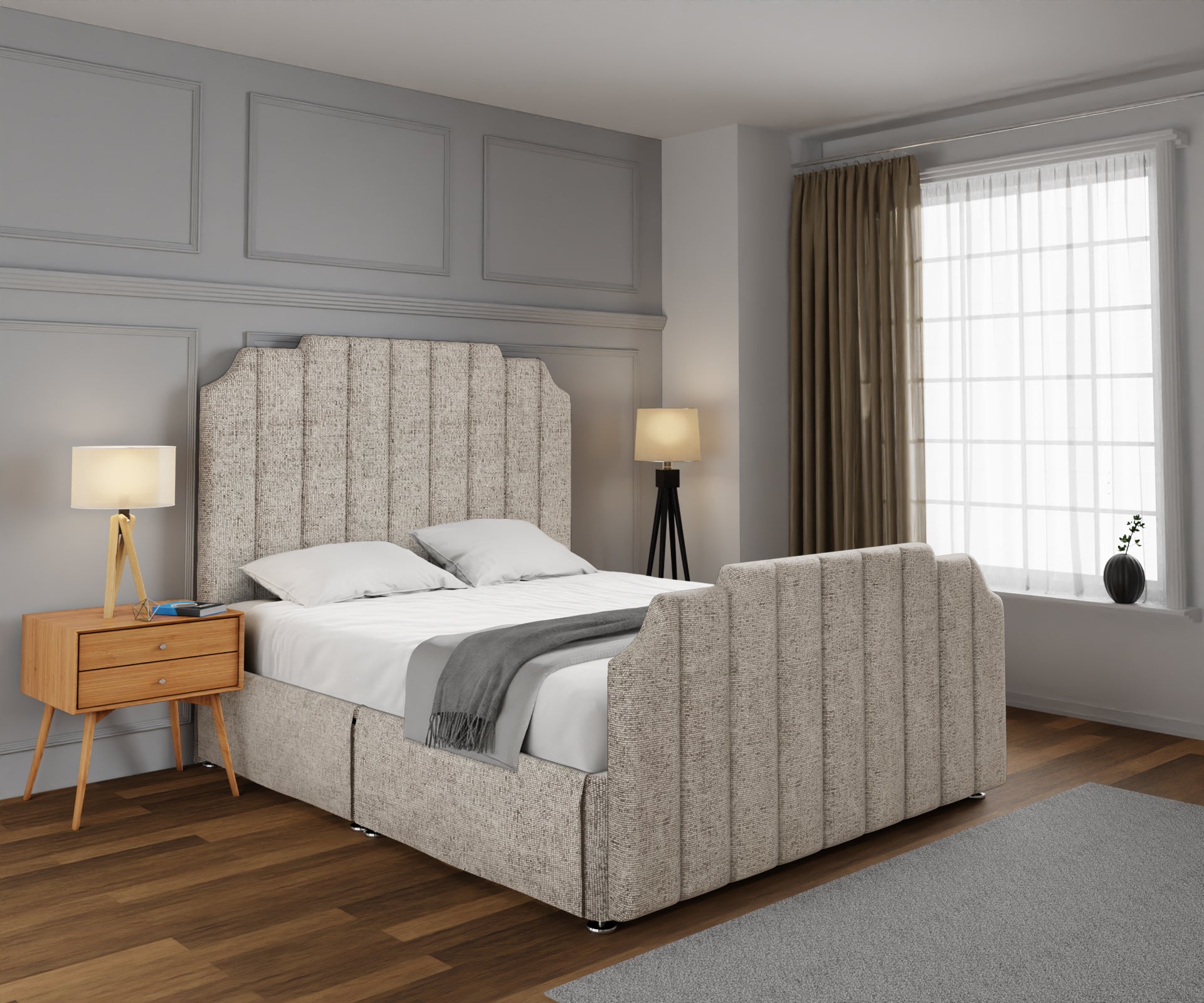 Hampton Open Storage Divan Bed Set With Footboard