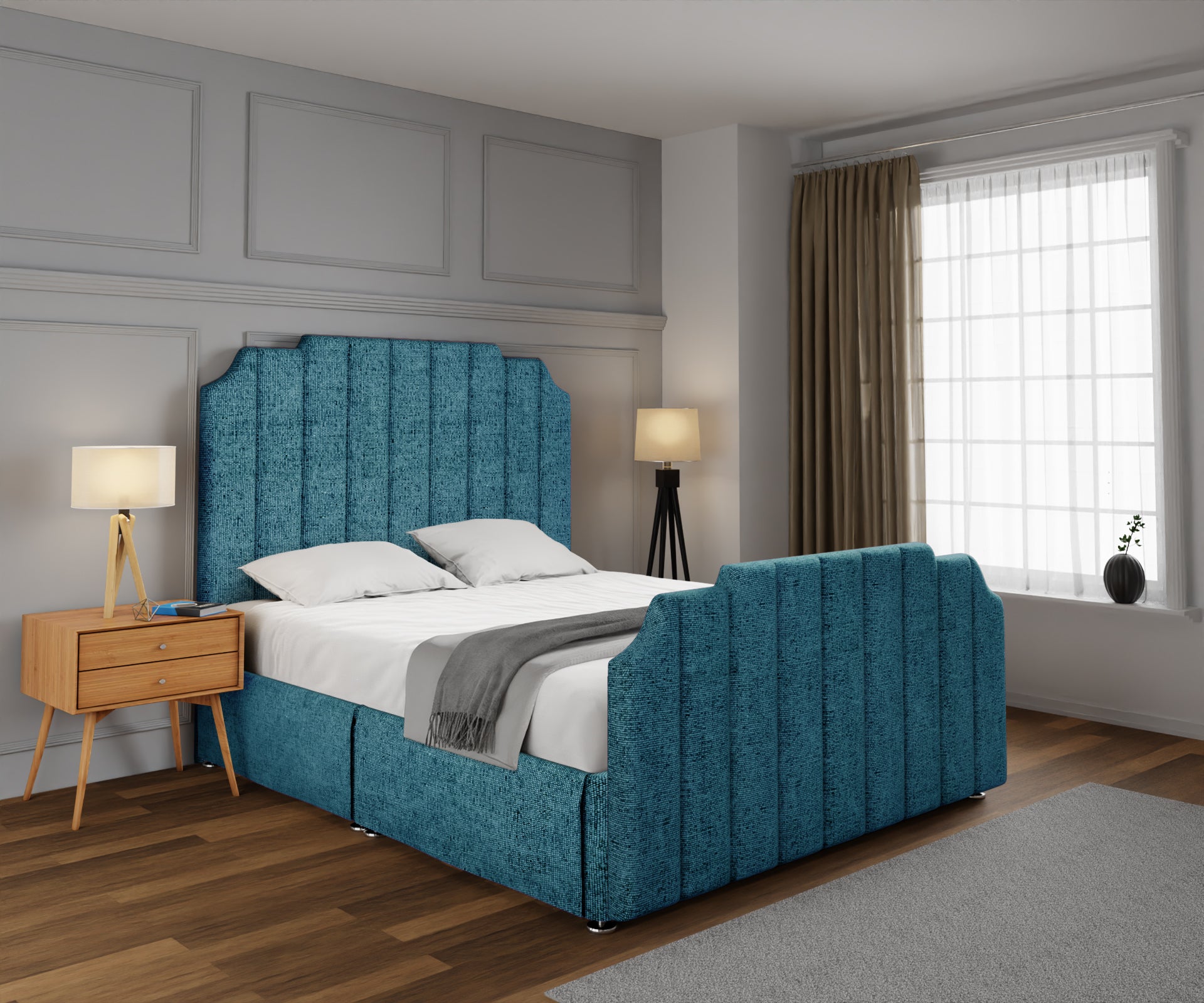 Hampton Open Storage Divan Bed Set With Footboard