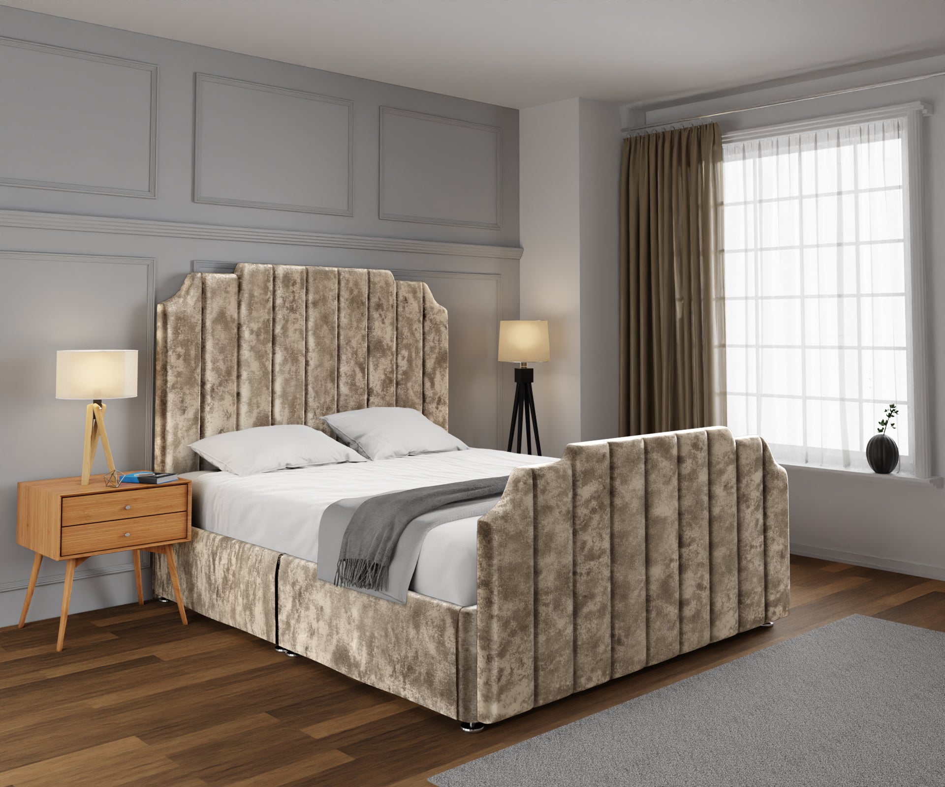 Hampton Open Storage Divan Bed Set With Footboard