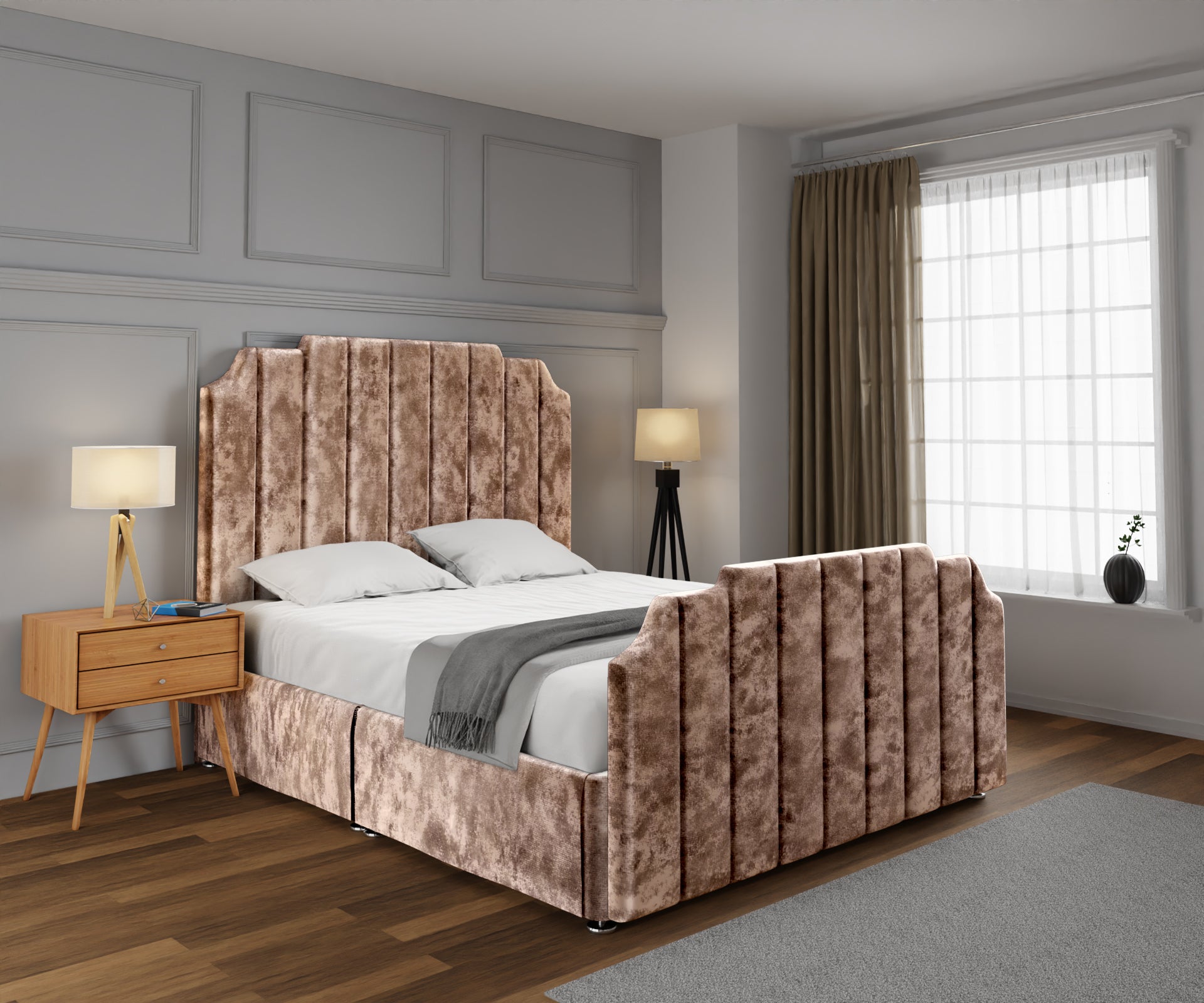 Hampton Open Storage Divan Bed Set With Footboard