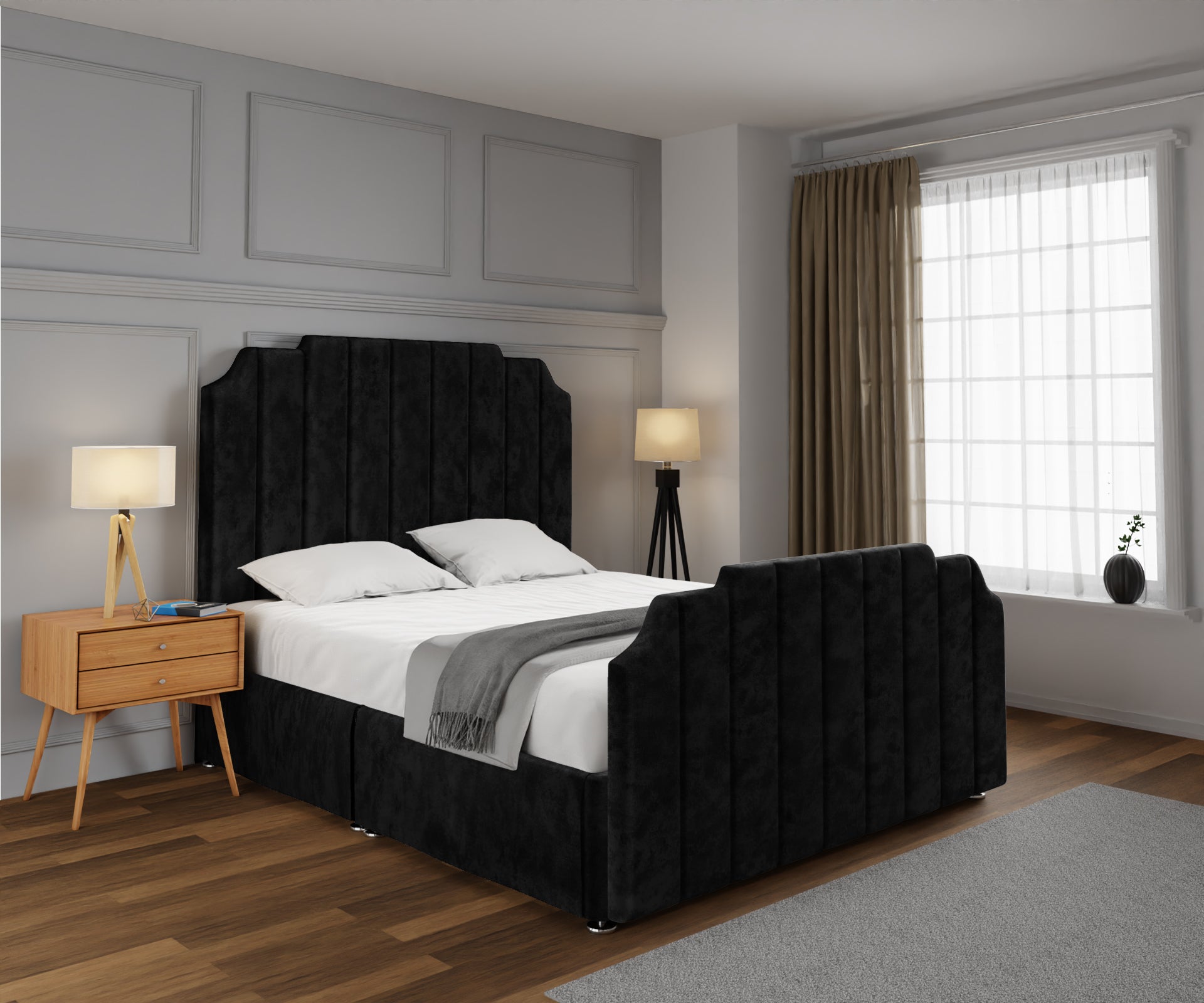 Hampton Open Storage Divan Bed Set With Footboard