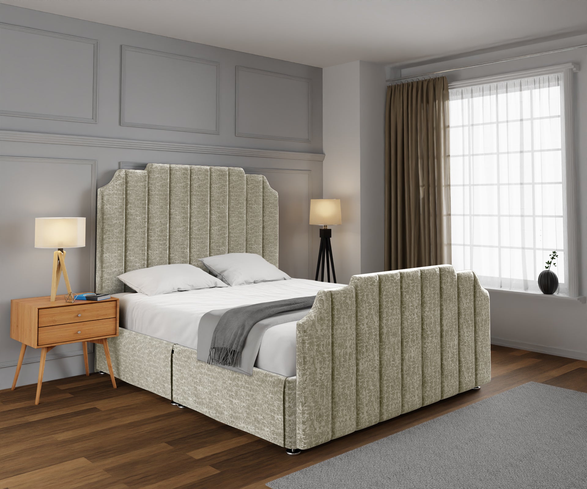 Hampton Open Storage Divan Bed Set With Footboard