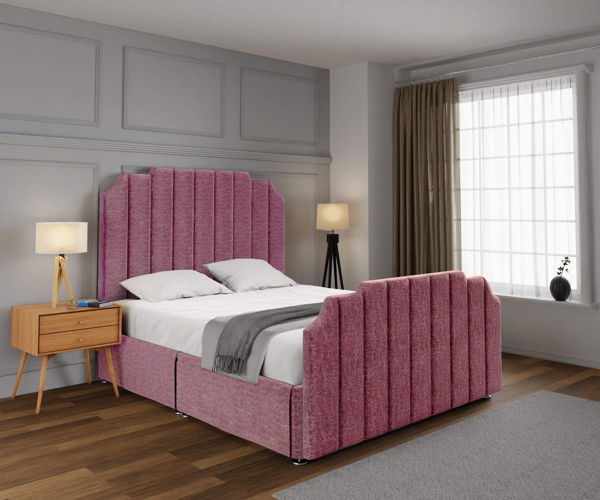 Hampton Open Storage Divan Bed Set With Footboard