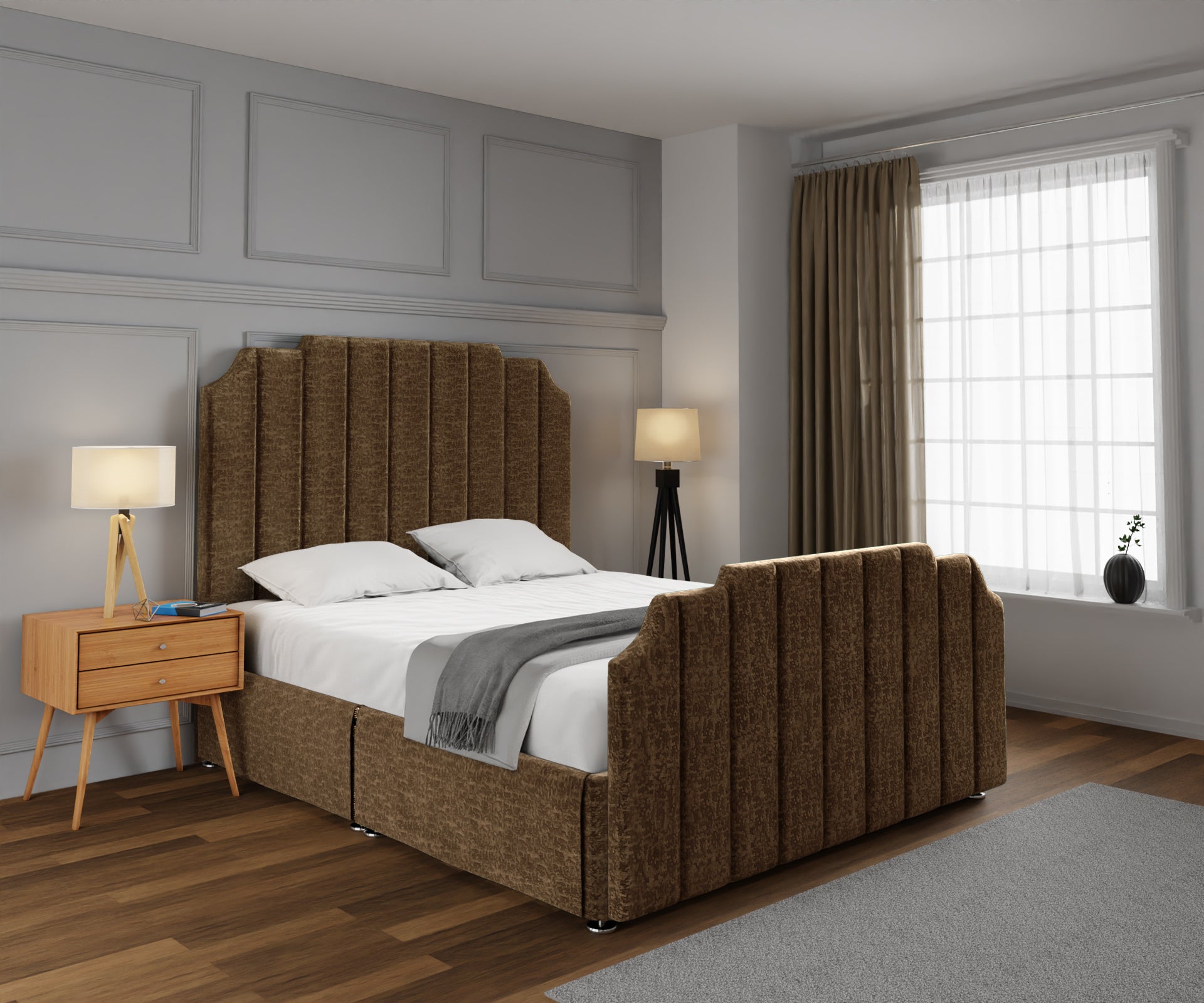 Hampton Open Storage Divan Bed Set With Footboard