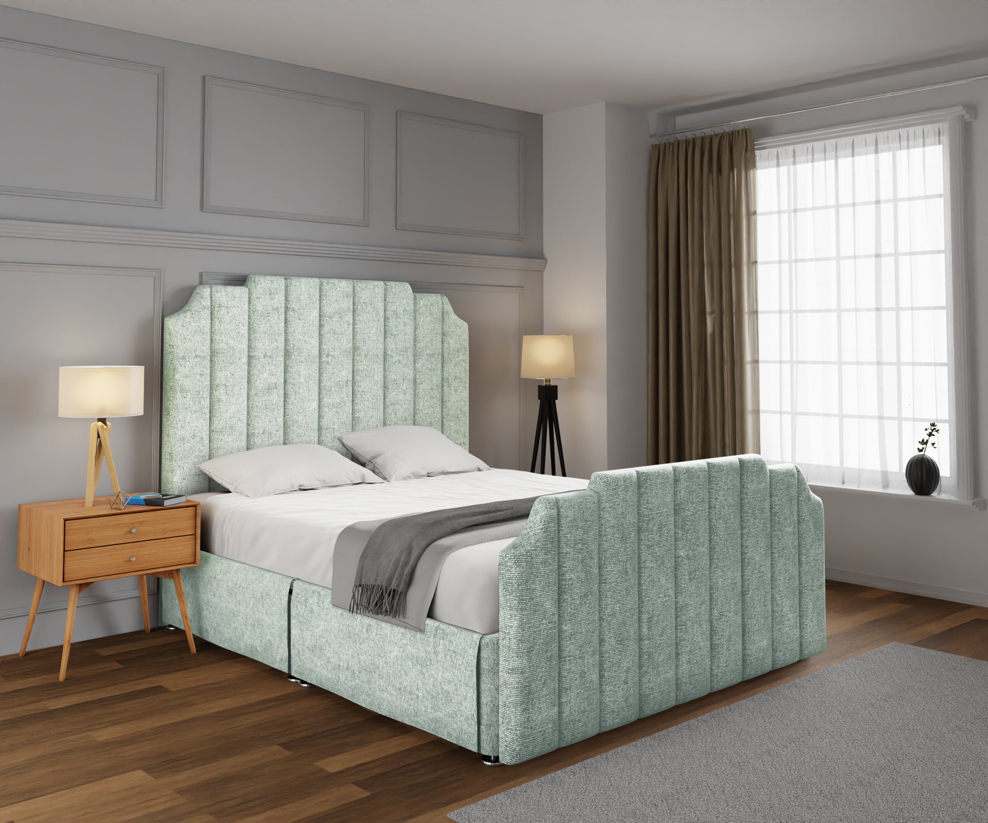 Hampton Open Storage Divan Bed Set With Footboard