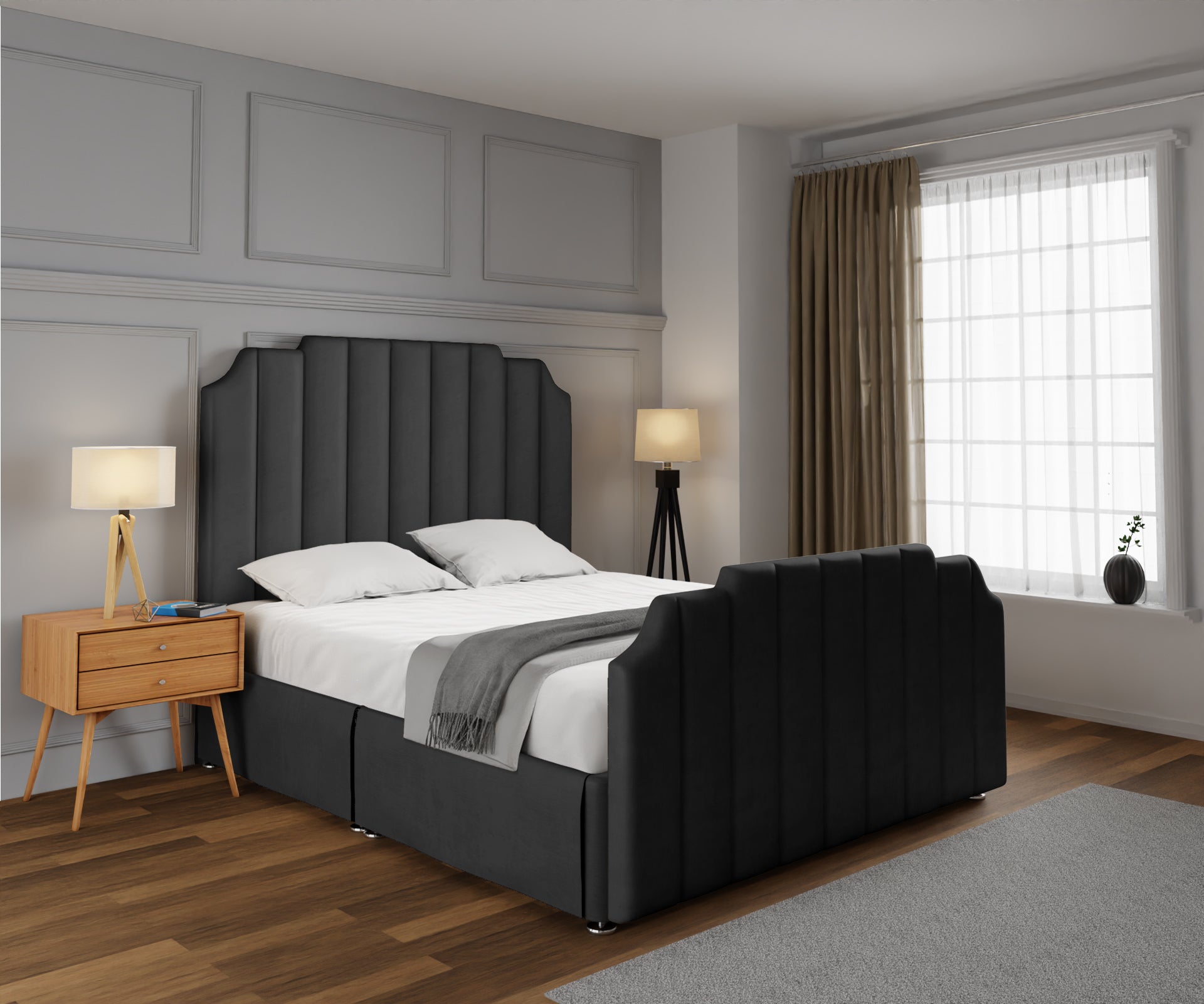 Hampton Open Storage Divan Bed Set With Footboard