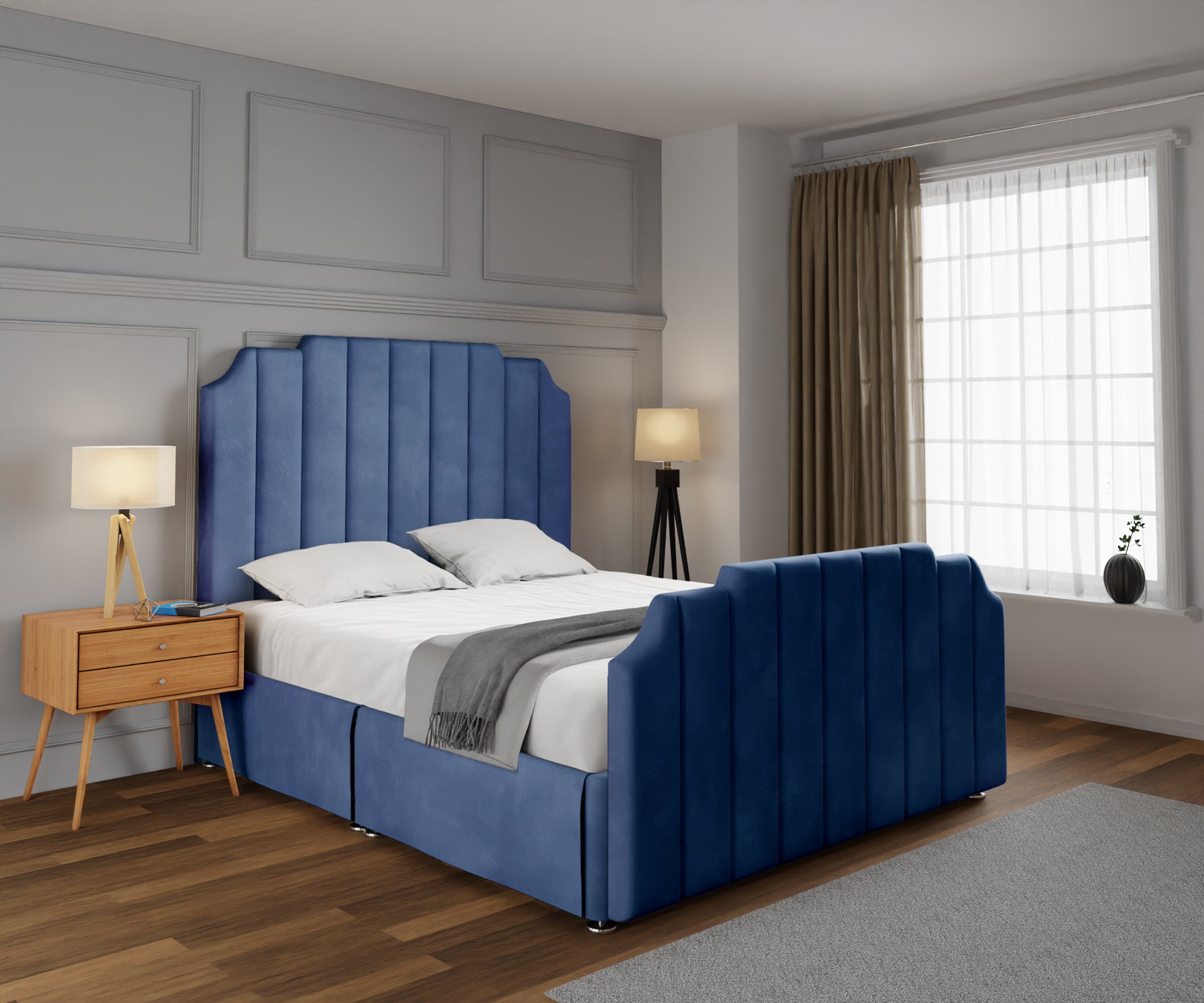 Hampton Open Storage Divan Bed Set With Footboard