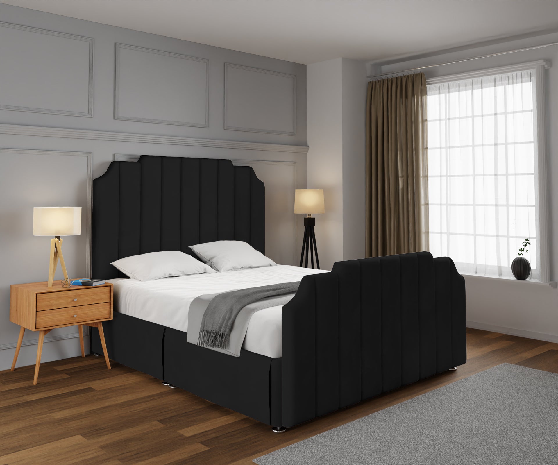 Hampton Open Storage Divan Bed Set With Footboard