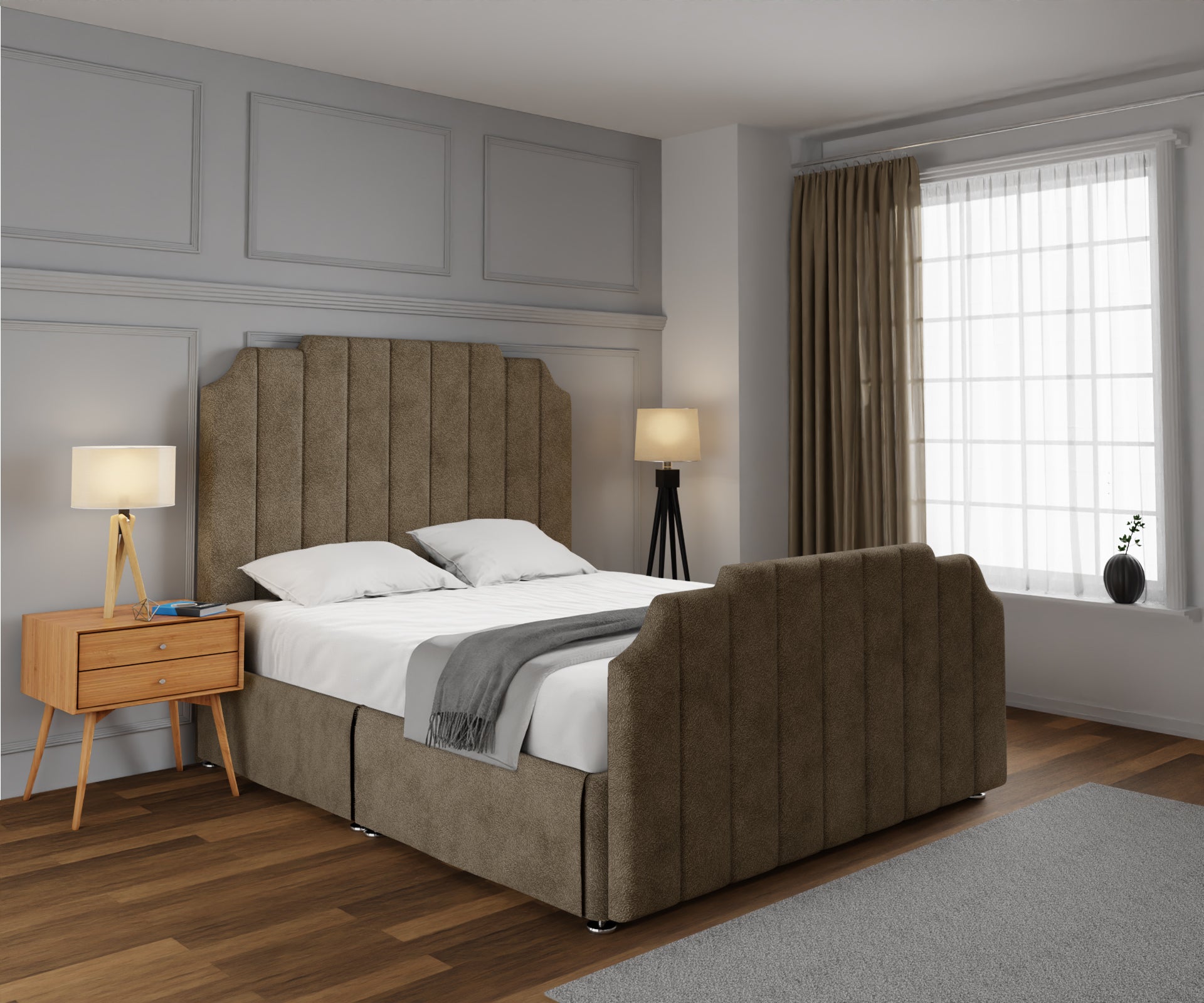 Hampton Open Storage Divan Bed Set With Footboard