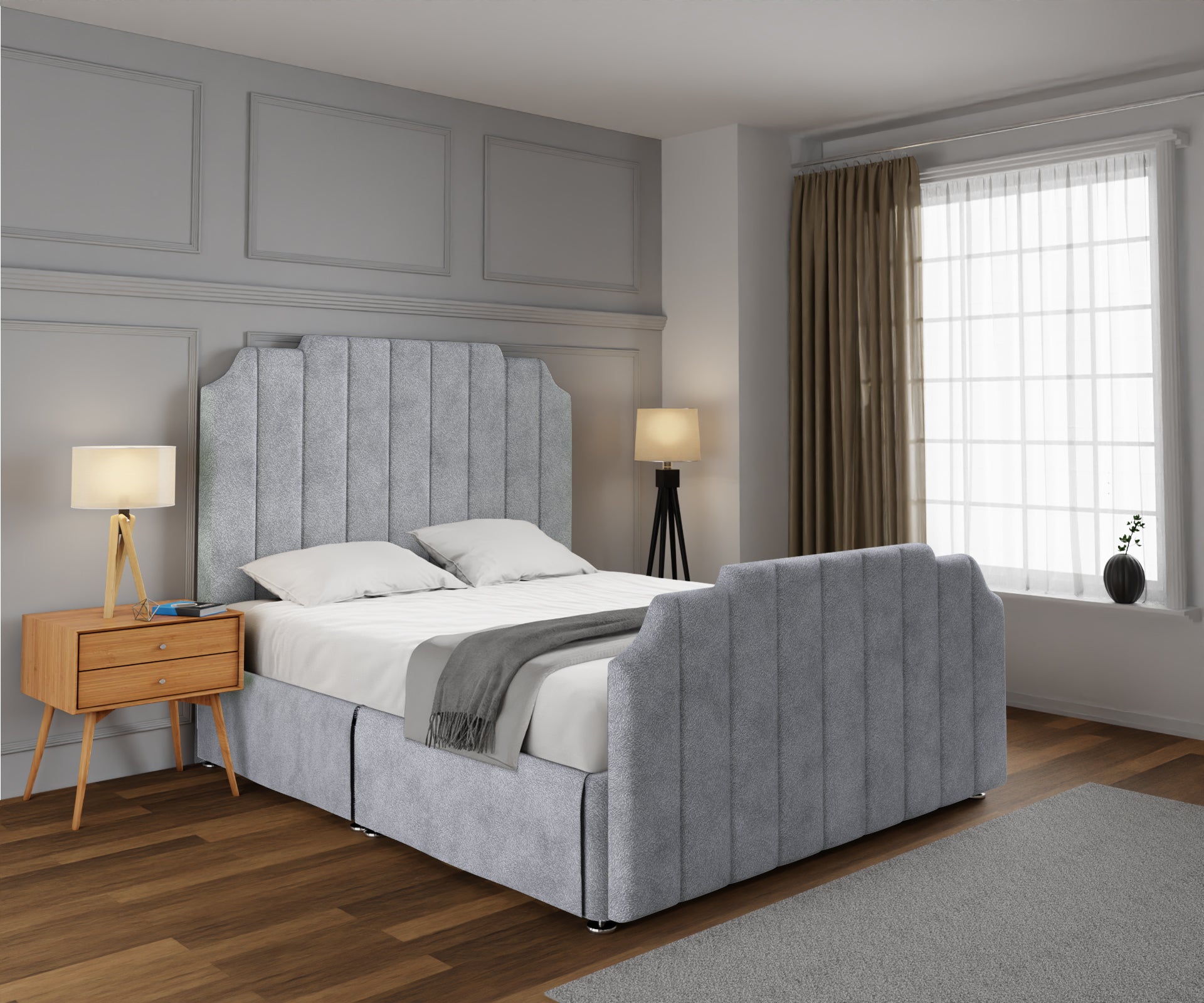 Hampton Open Storage Divan Bed Set With Footboard