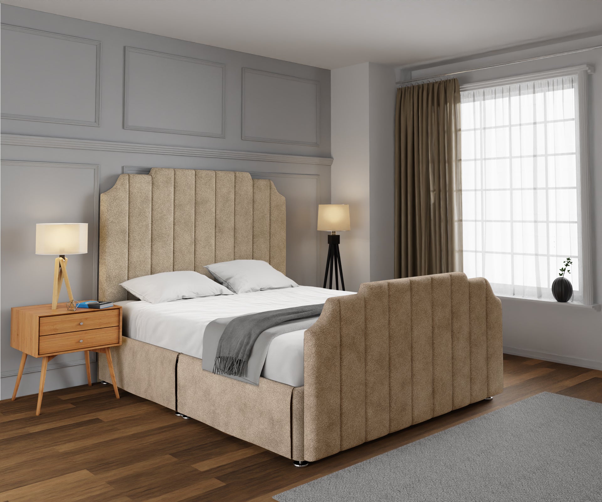 Hampton Open Storage Divan Bed Set With Footboard