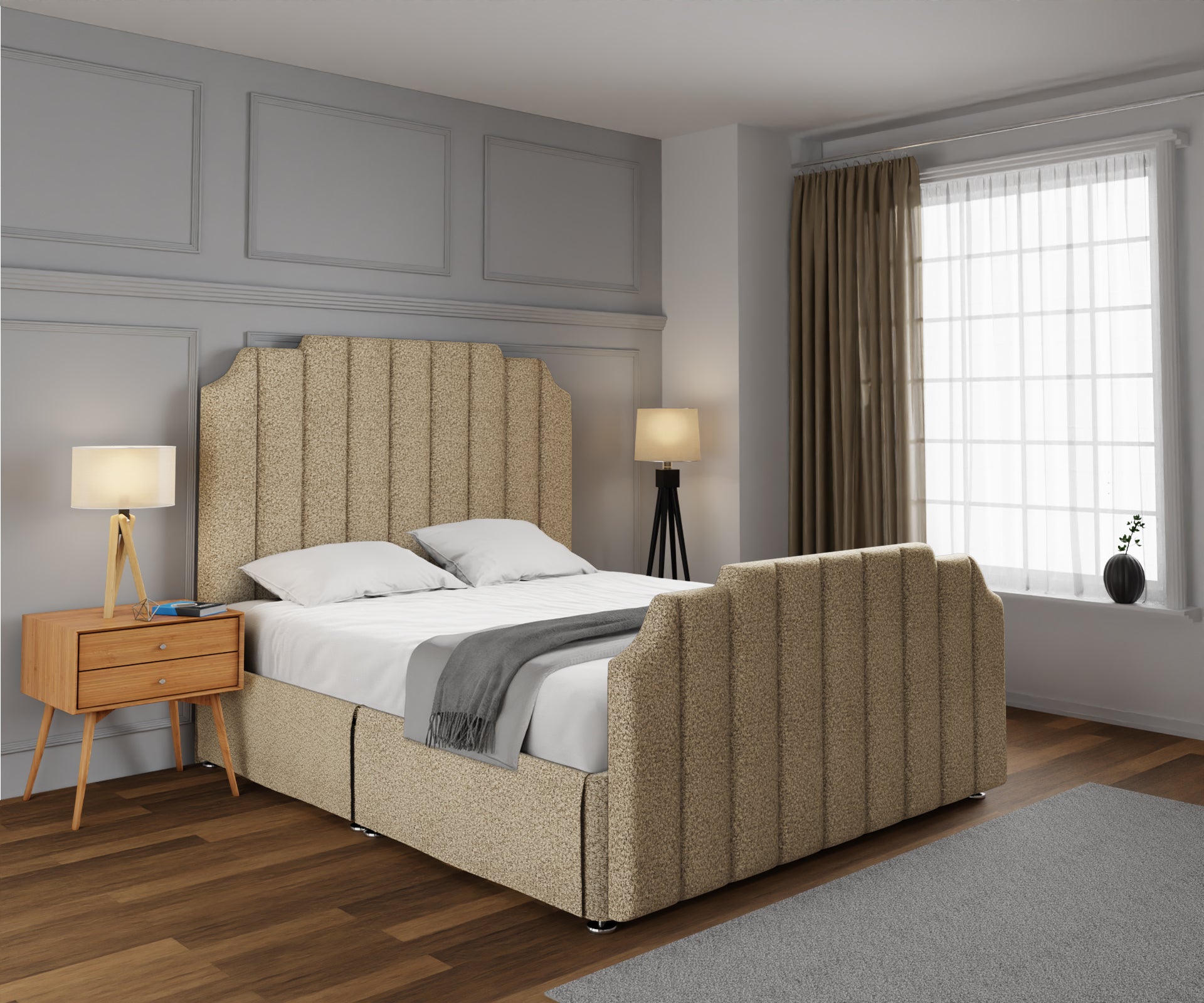 Hampton Open Storage Divan Bed Set With Footboard